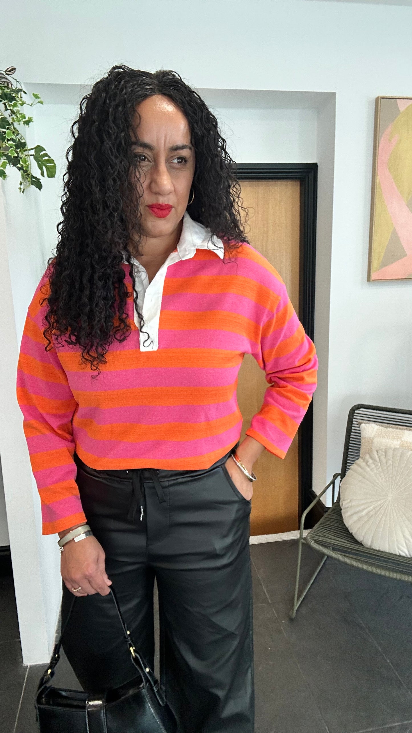 STRIPED RUGBY SHIRT CANDY PINK & ORANGE 🍊 🩷 *New