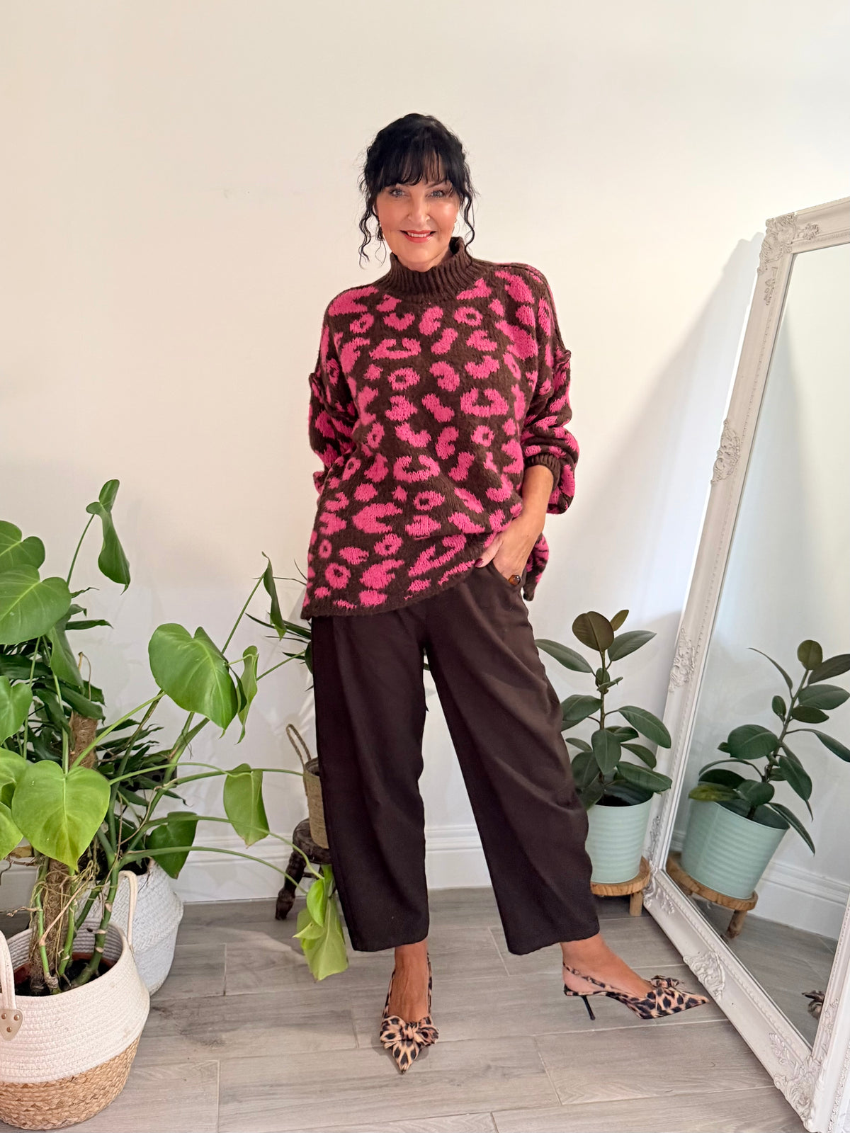 ALEX LEOPARD KNITWEAR PINK & BROWN *New