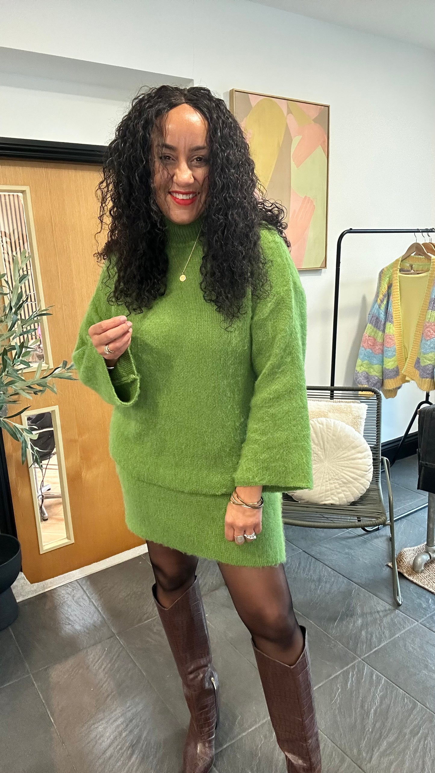 LUNA SOFT KNIT COORD SET GREEN *New