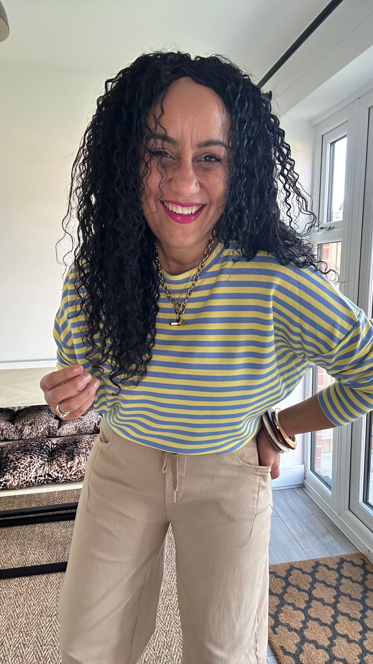 BRETON STRIPE LONG SLEEVED TOP YELLOW & BLUE *New