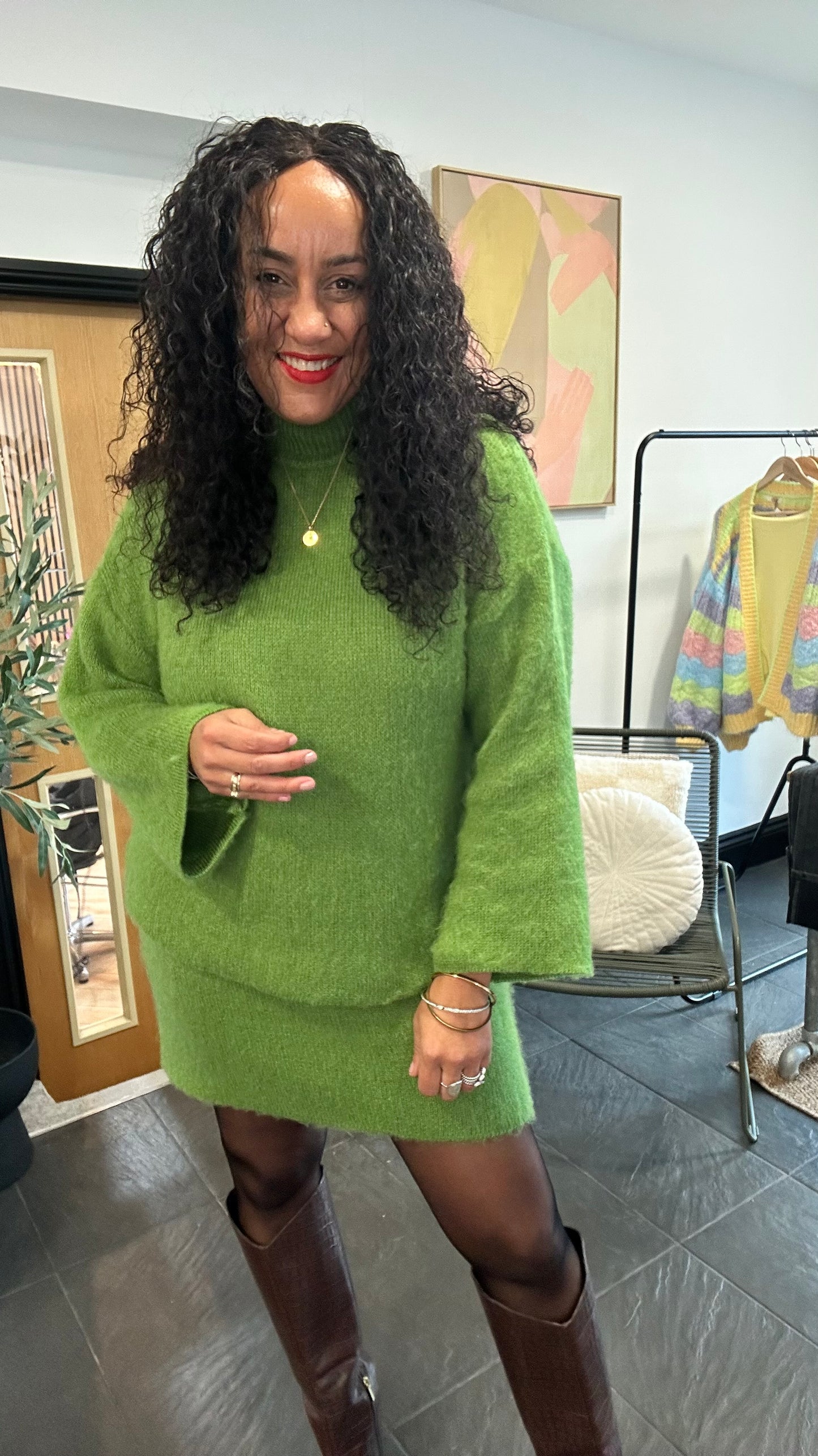 LUNA SOFT KNIT COORD SET GREEN *New