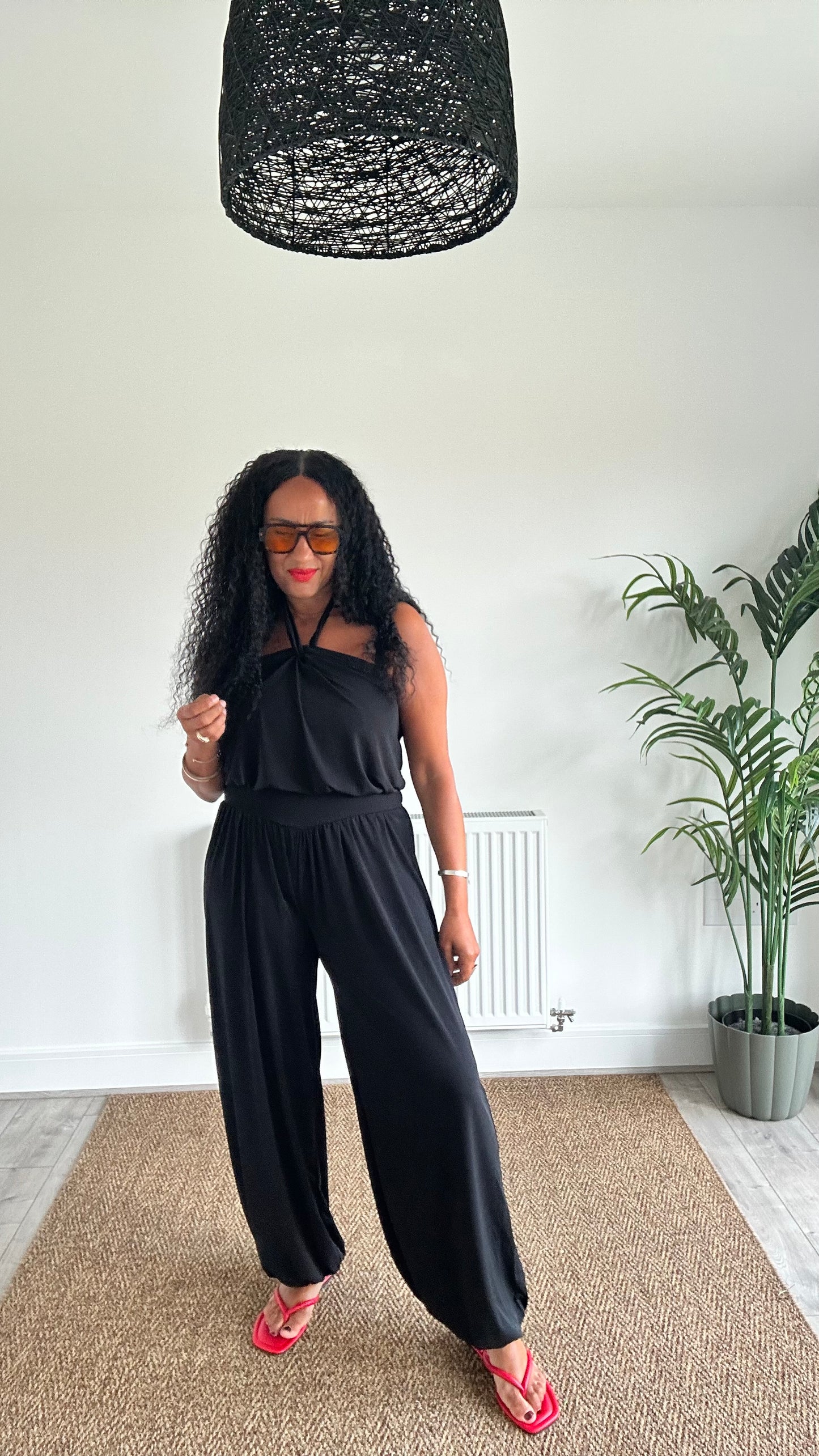 KYMANI CROSS FRONT JUMPSUIT BLACK *New