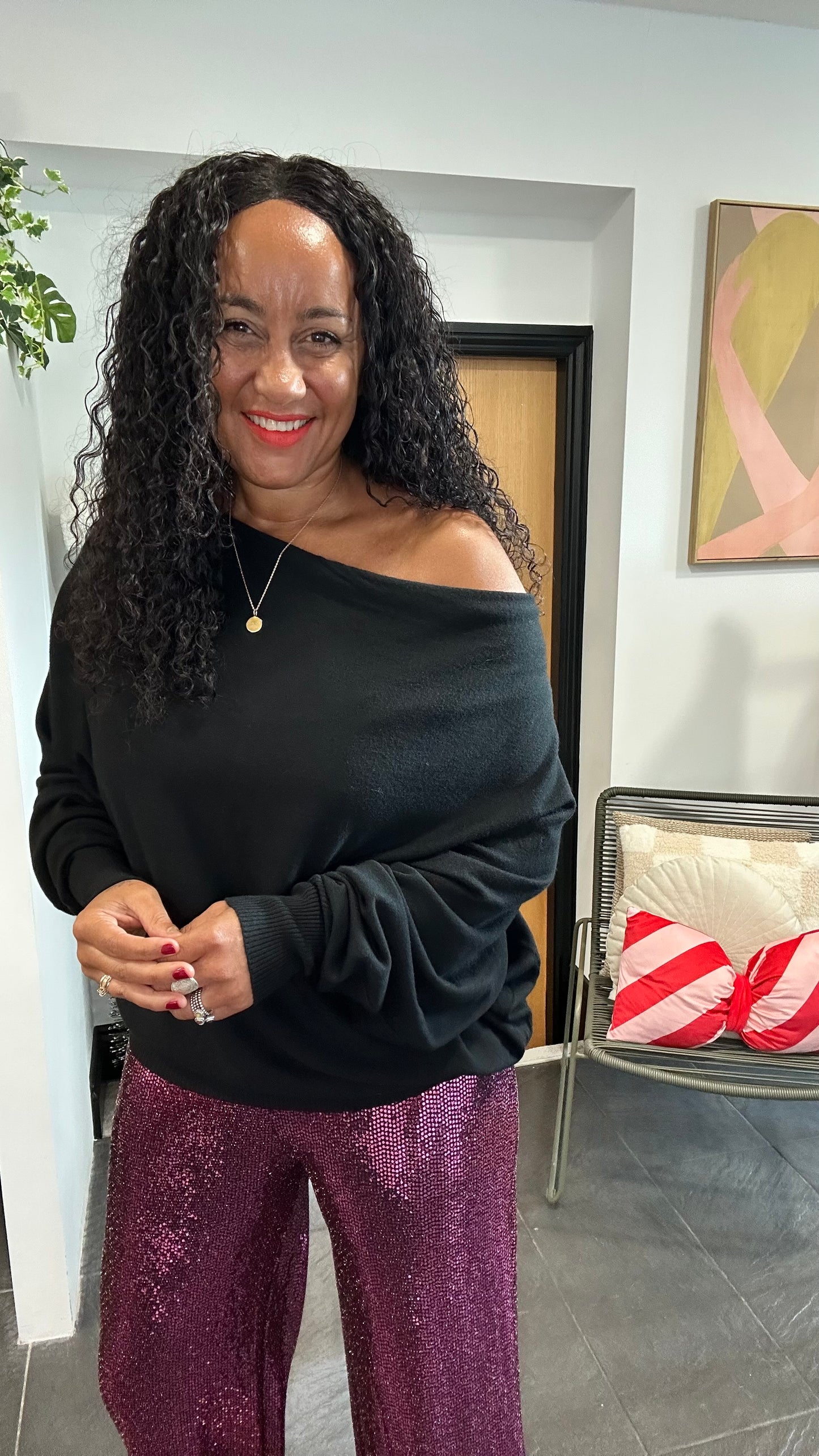 MULTIFUNCTIONAL BUTTON BACK BATWING TOP BLACK *New