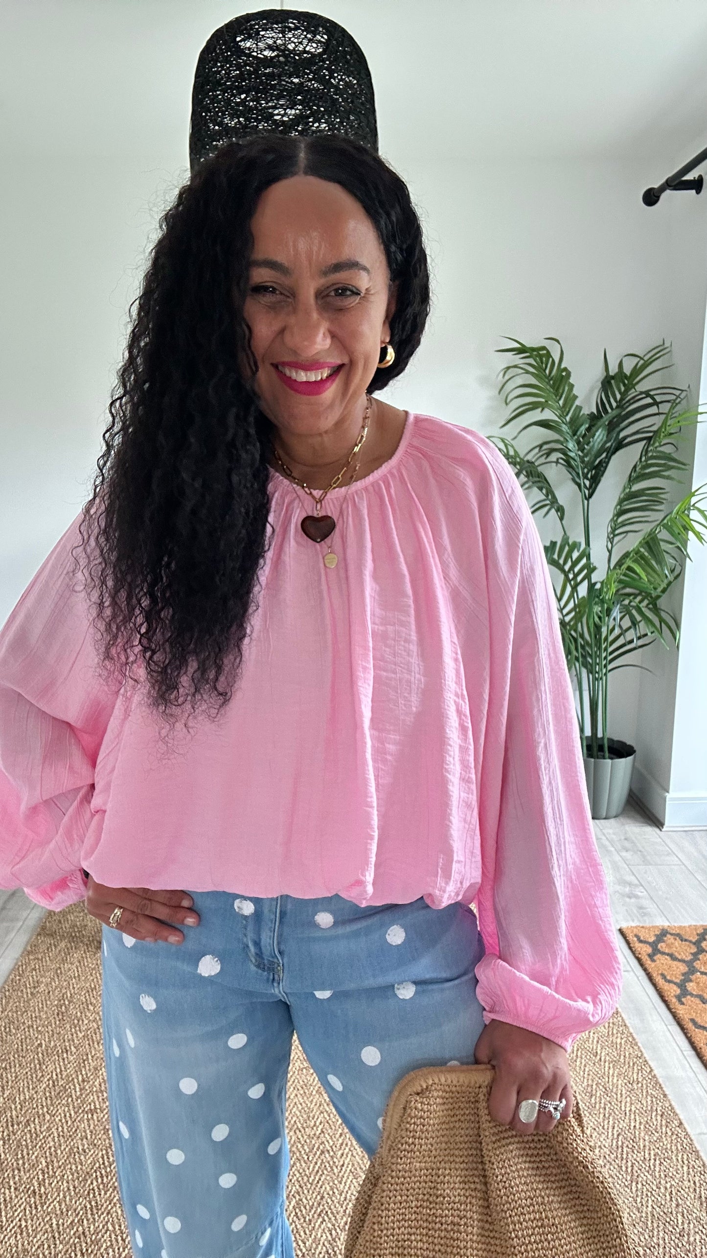 RHIAN BALLOON  SLEEVES BLOUSE PINK *New