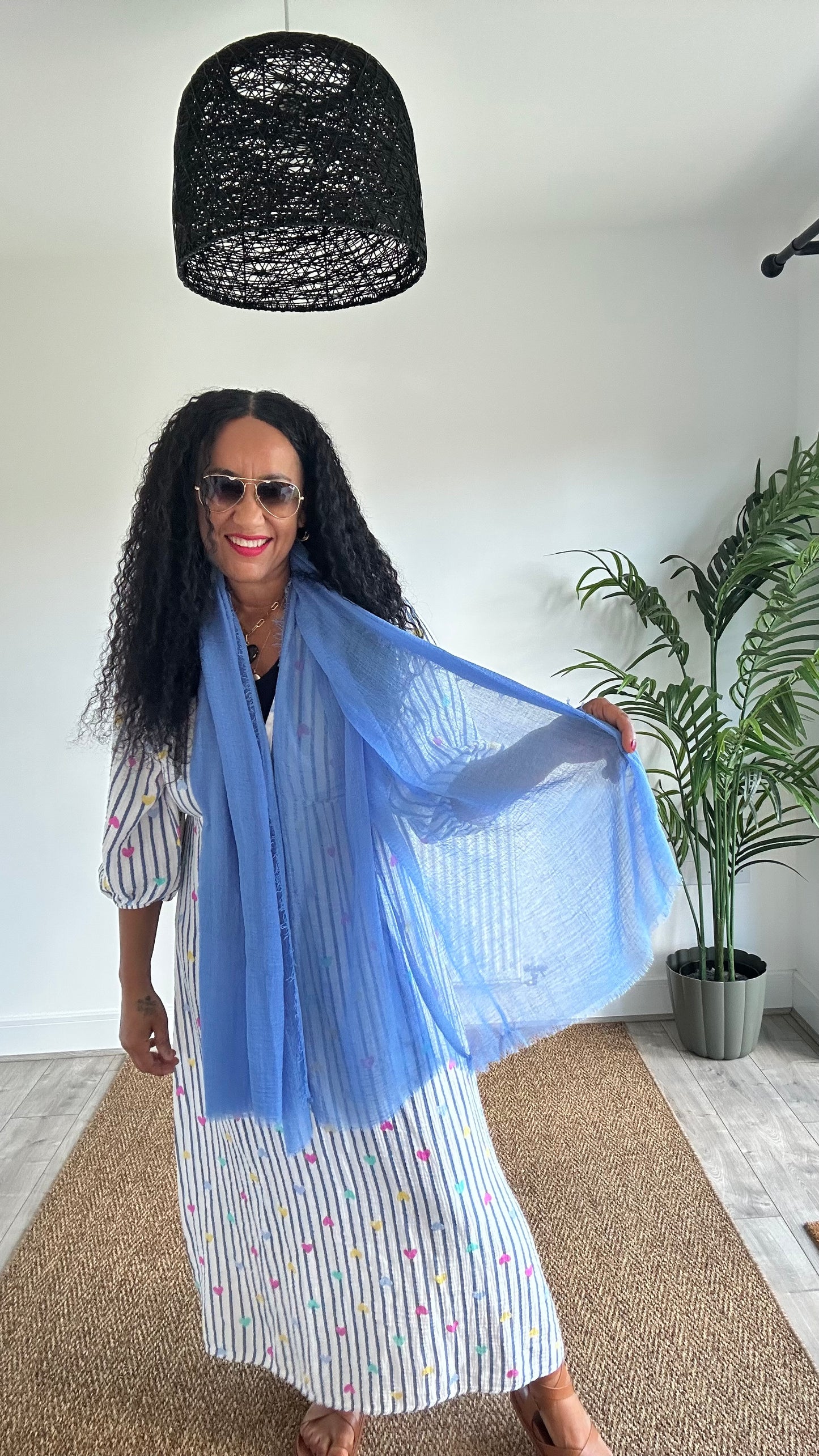 WHISPERLIGHT GAUZE SCARF SKY BLUE *New