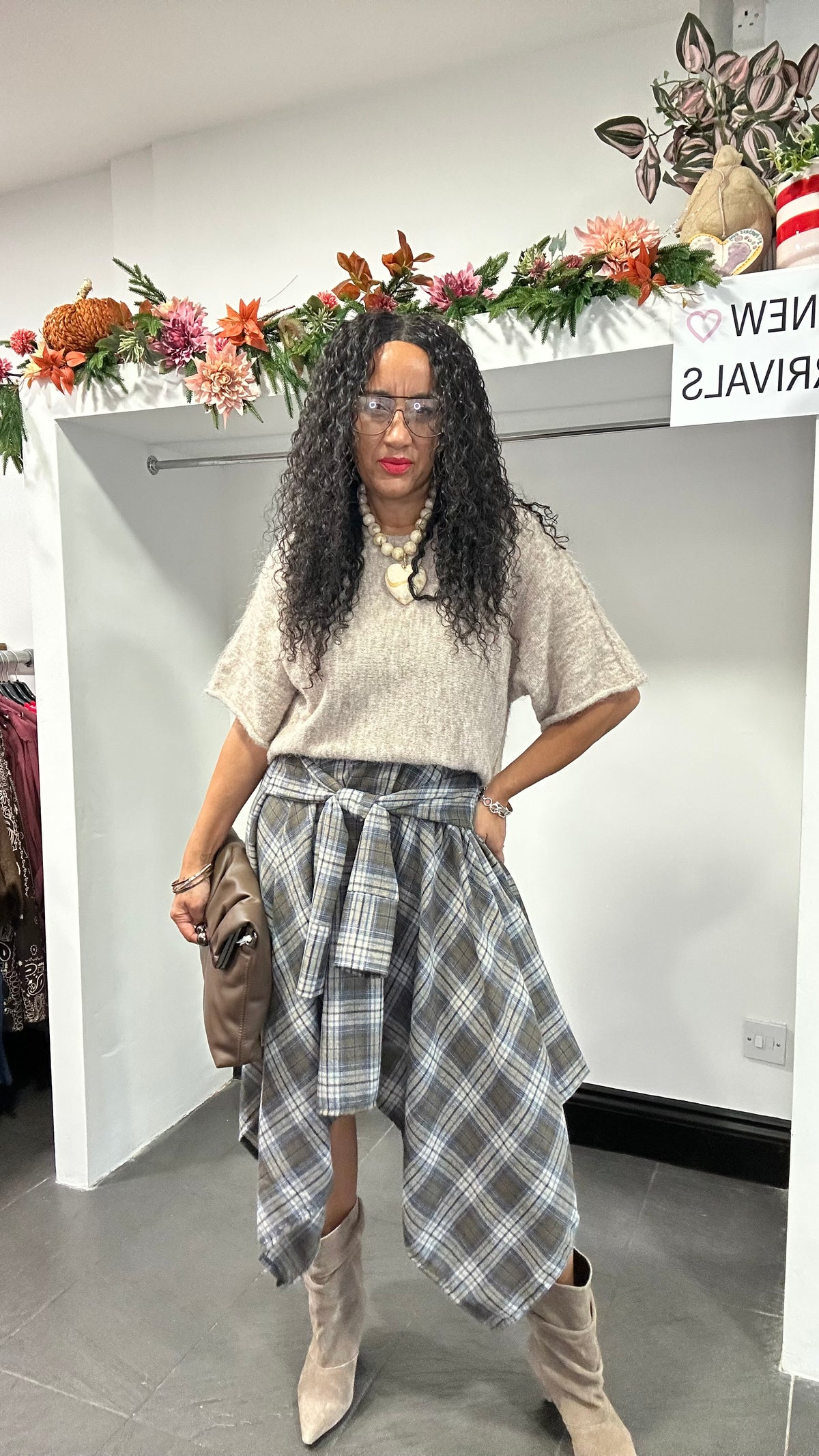 CLOUDIE TARTAN TIE-WAIST SKIRT *New