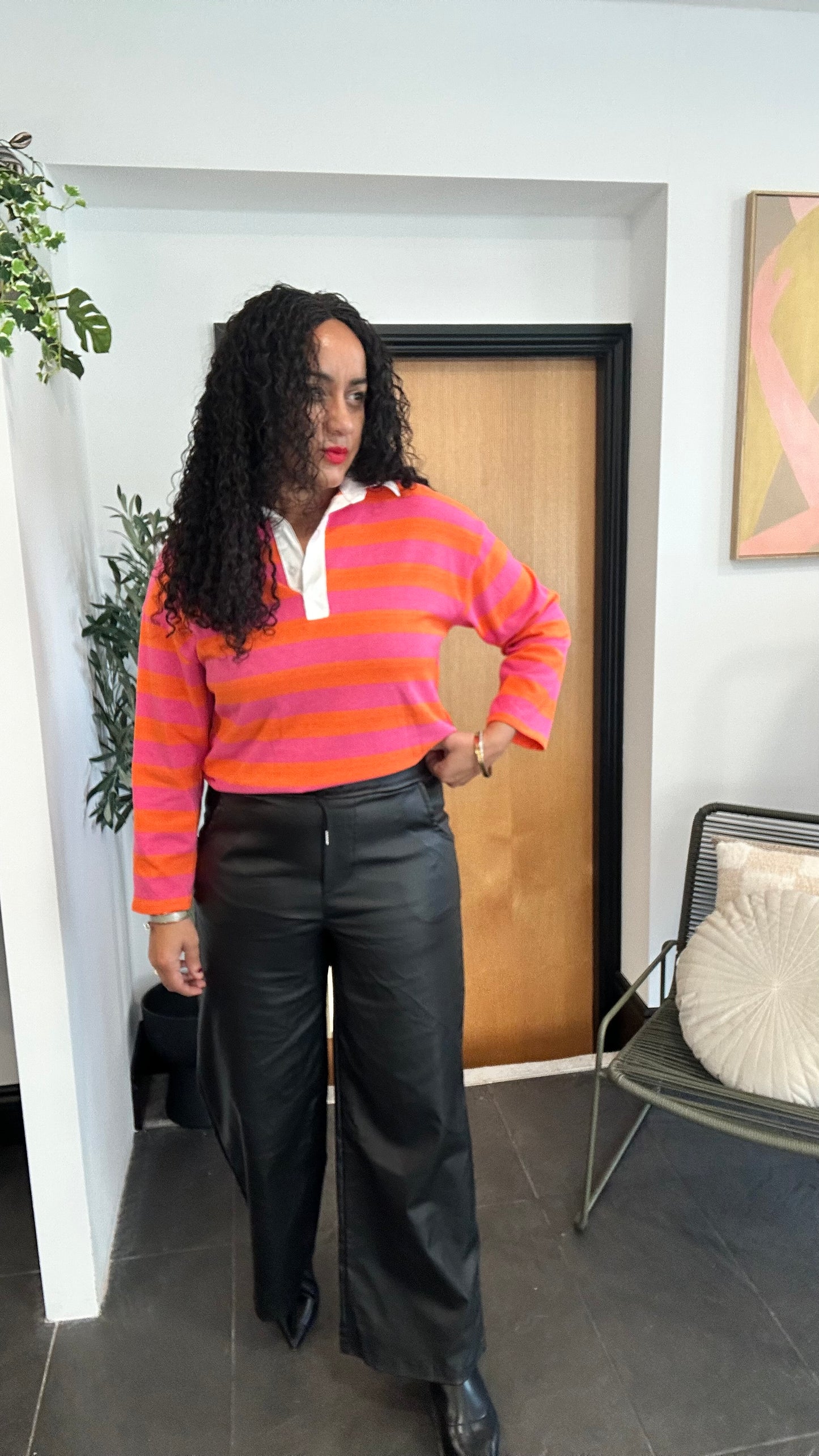 STRIPED RUGBY SHIRT CANDY PINK & ORANGE 🍊 🩷 *New