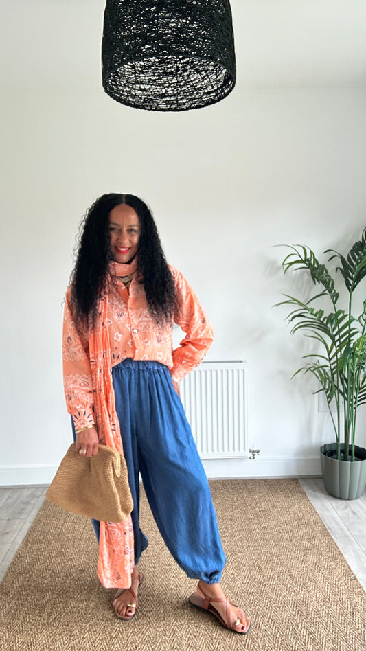 IBIZA BELINDA BALLOON TROUSERS MID DENIM *New
