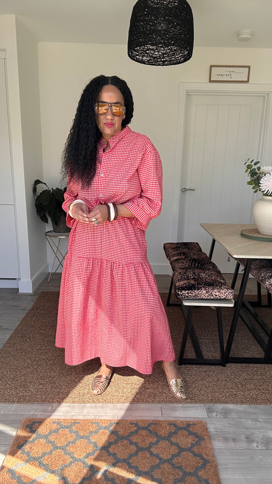 AVA GINGHAM SKIRT RED *New