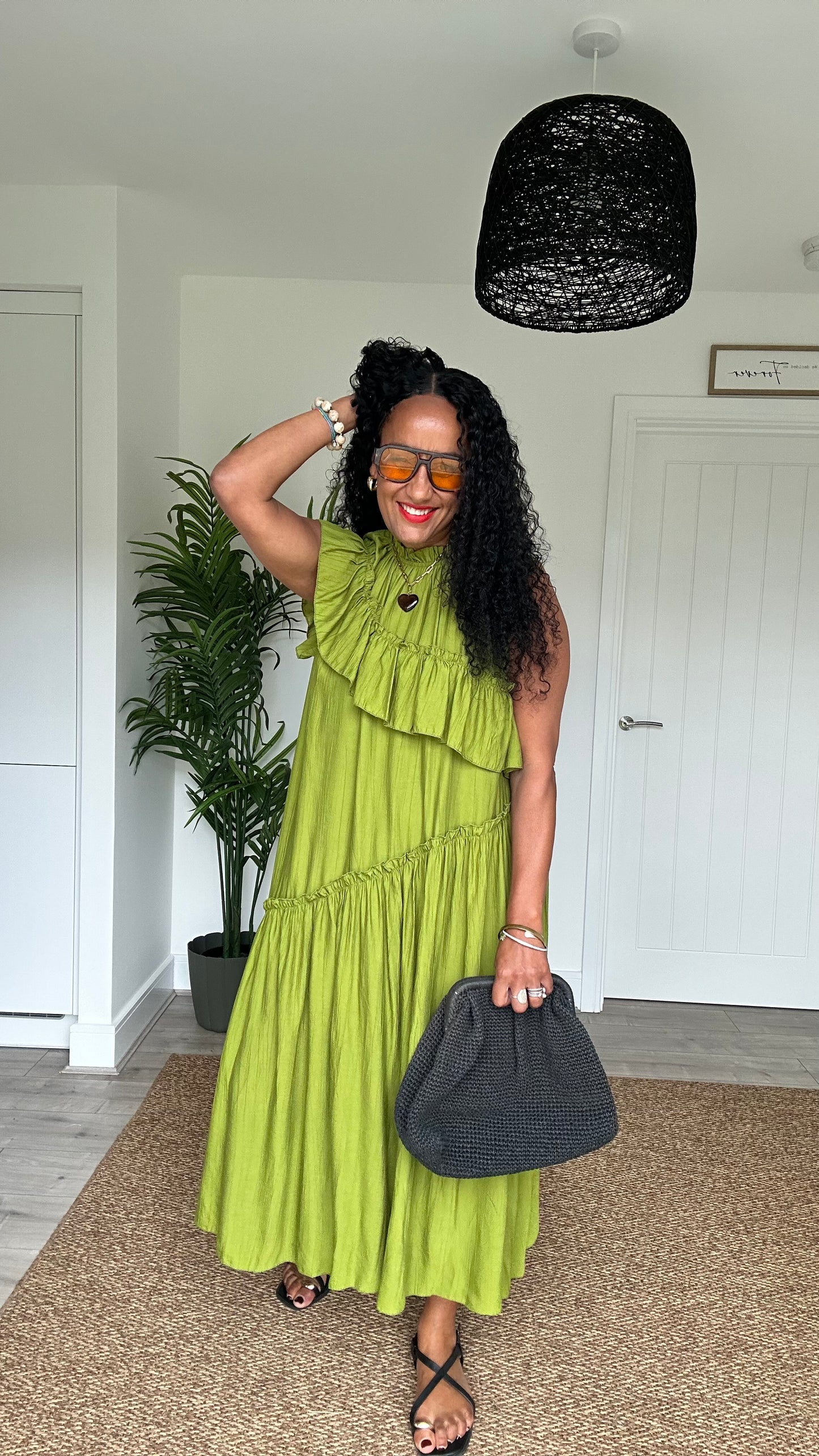 FLOWETRY FRILL MAXI DRESS OLIVE 🫒 GREEN *New