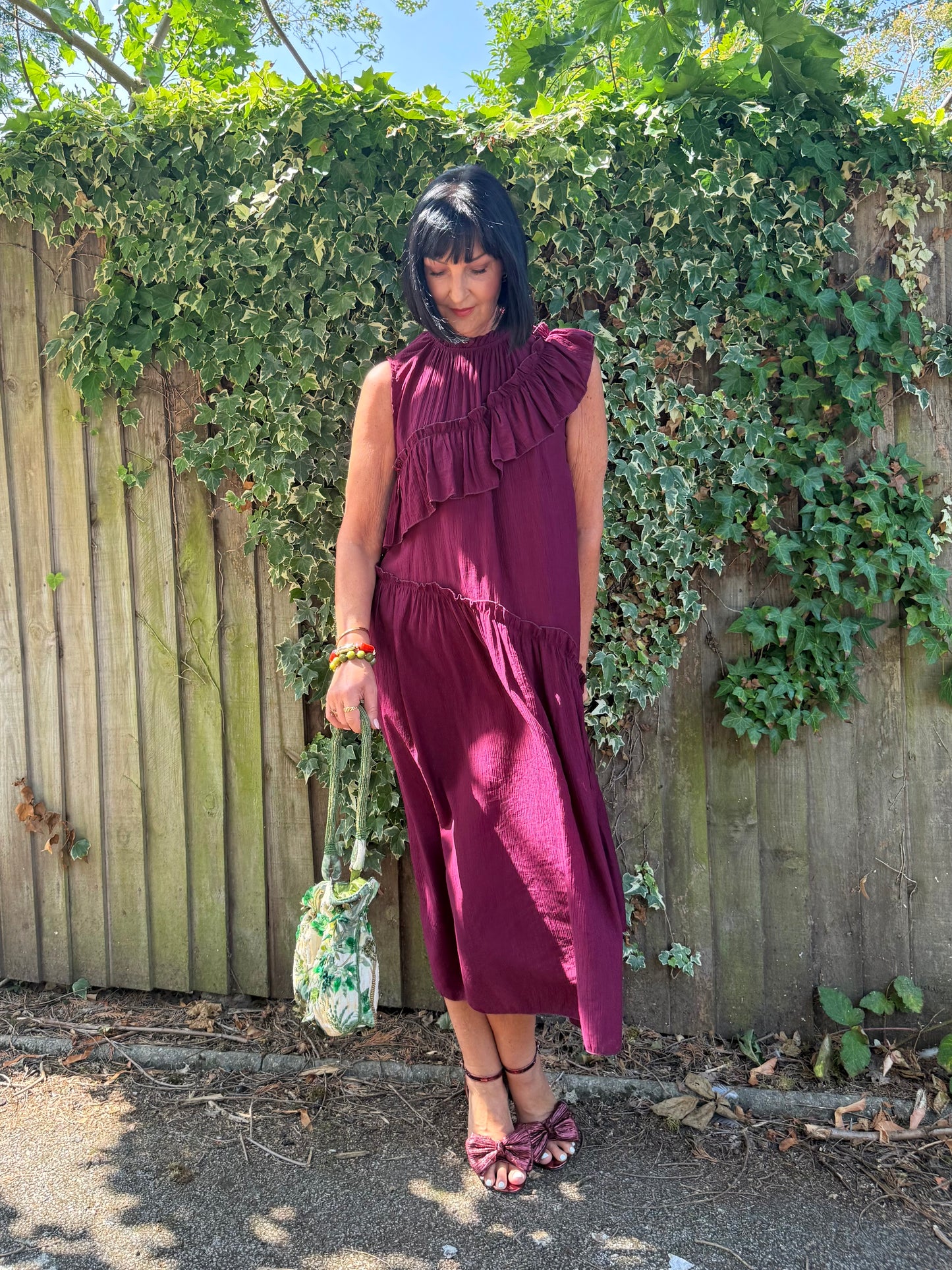 FLOWETRY FRILL MAXI DRESS WINE RED *New