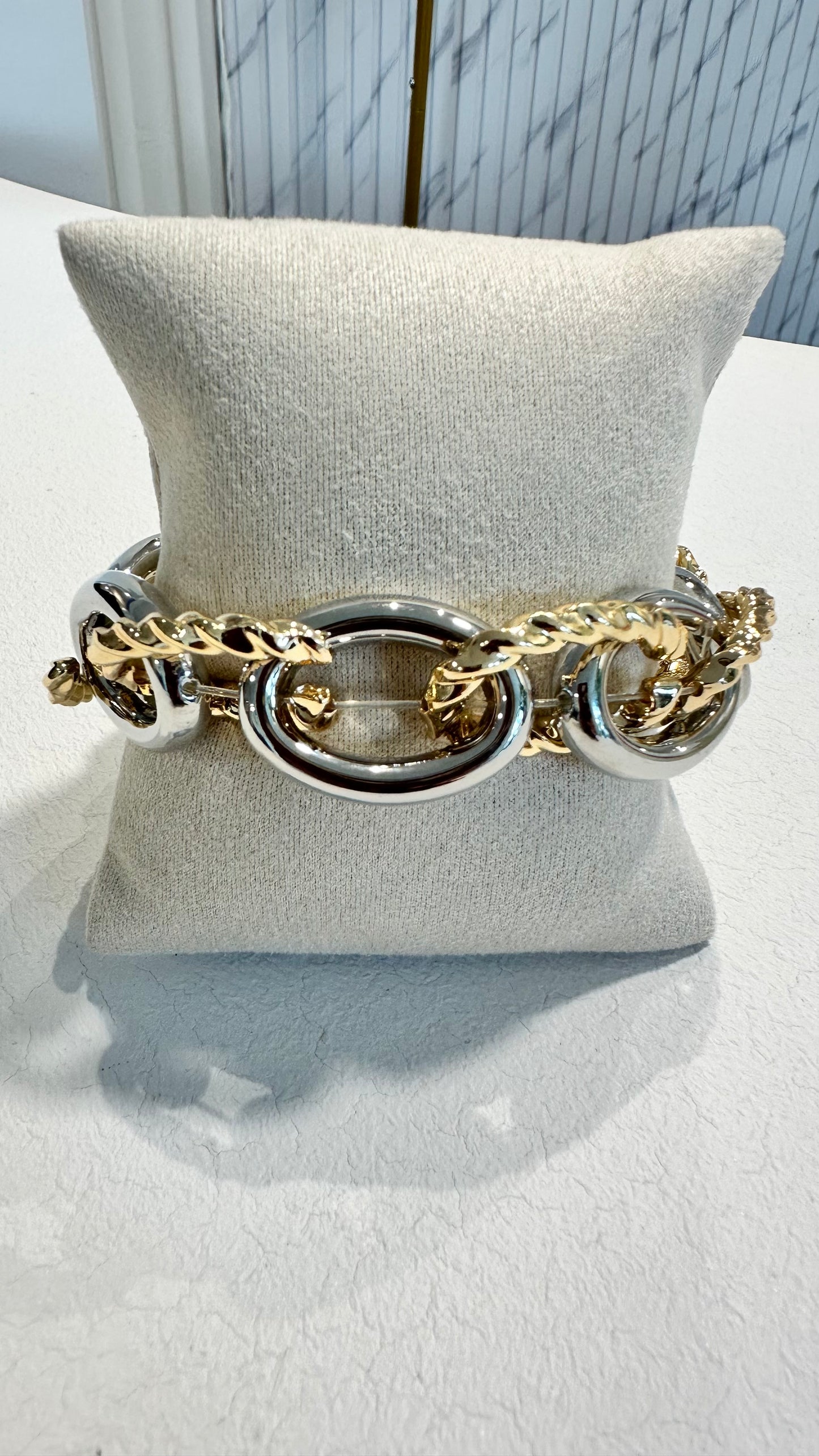 D&X RHODIUM SILVER & GOLD LINK BRACELET
