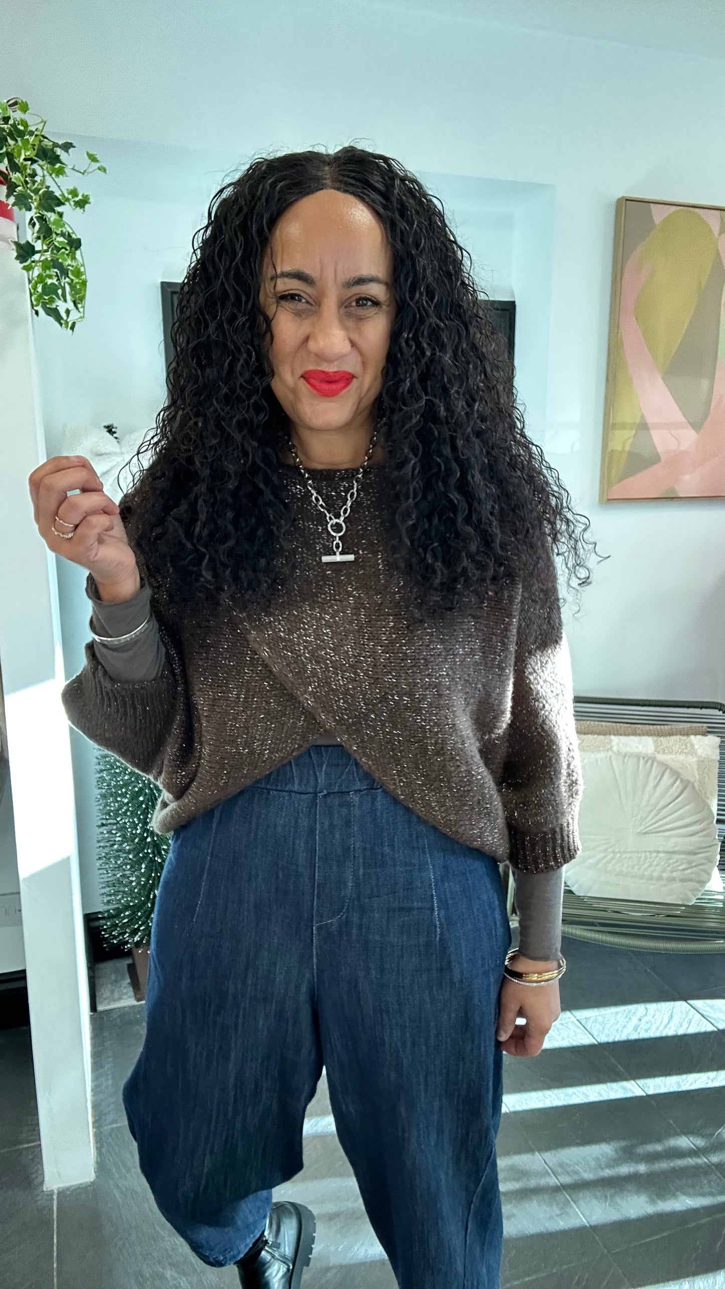 SALE MINI MABLE LUREX REVERSIBLE TOP
DEEP BROWN