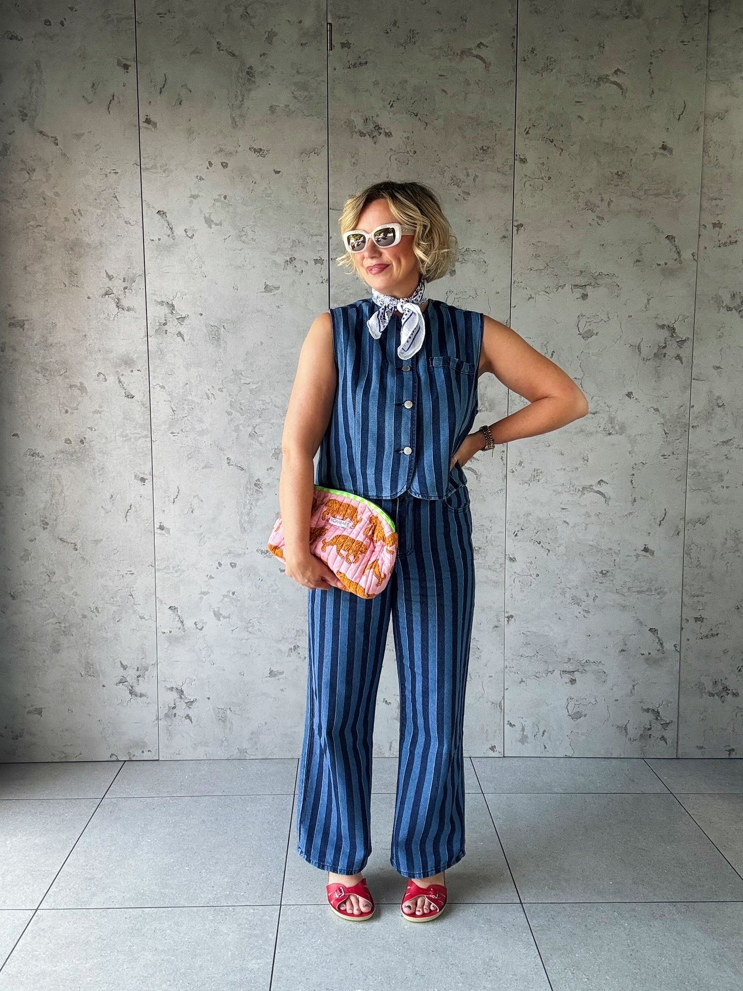 JAZ DENIM BLUE STRIPE WAISTCOAT *New