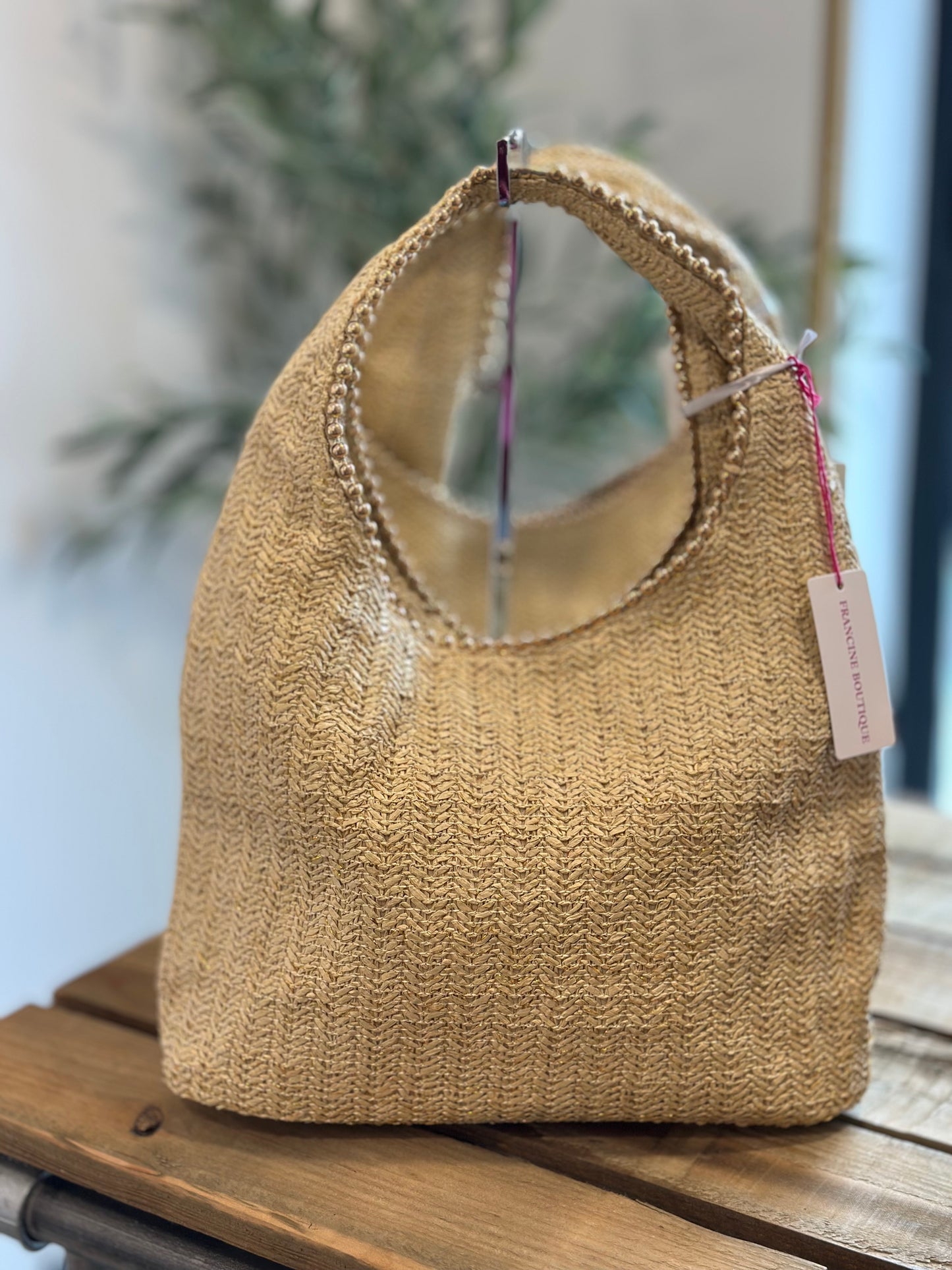 SALE STRAW HOBO BAG NATURAL