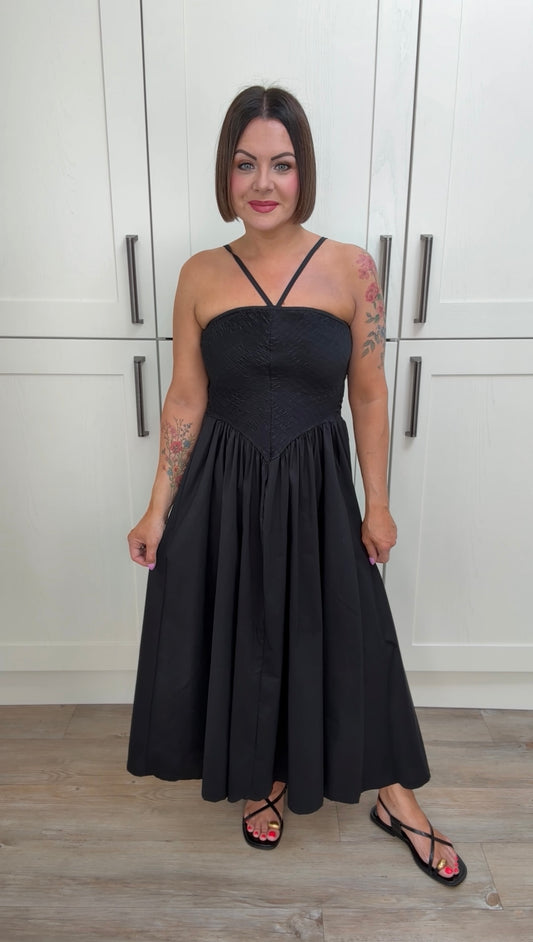 SALE MELANIE SHEARED MAXI DRESS BLACK