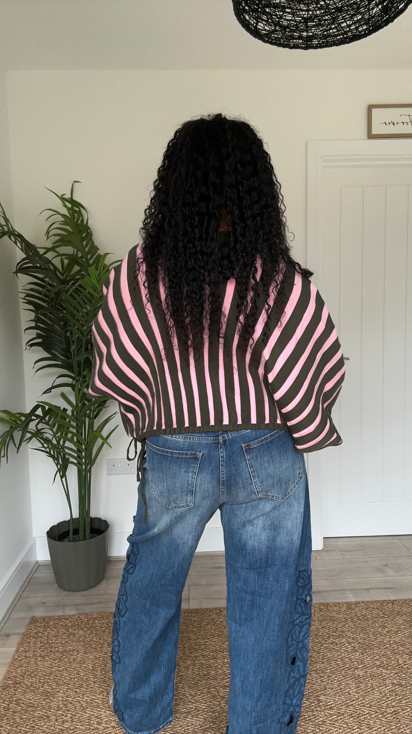NINA STRIPE OVERSIZED TOP PINK & GREEN