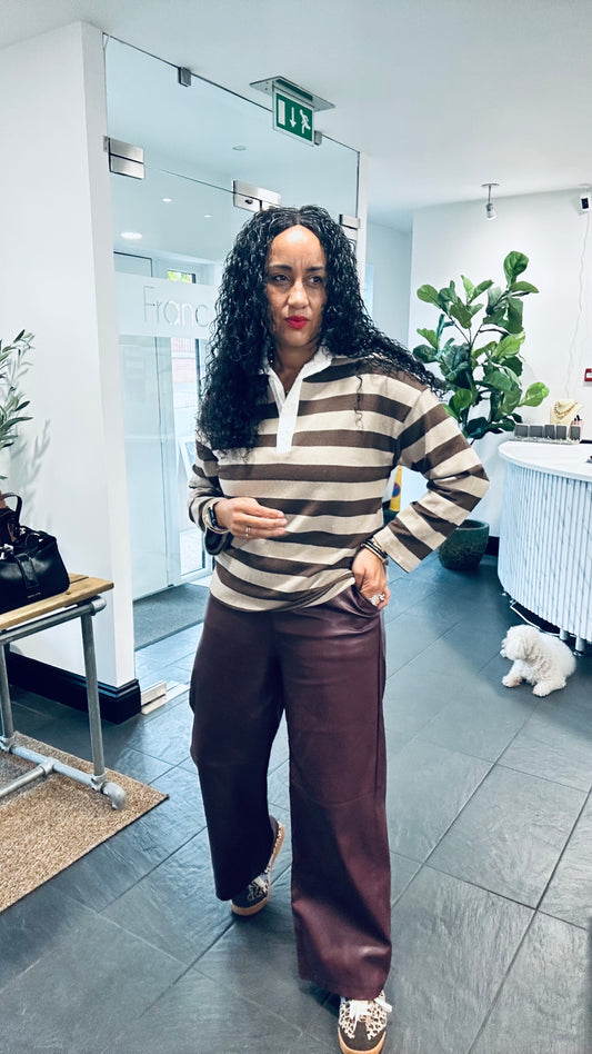 STRIPED RUGBY SHIRT CHOCOLATE & MOCHA 🥥🤎 *New