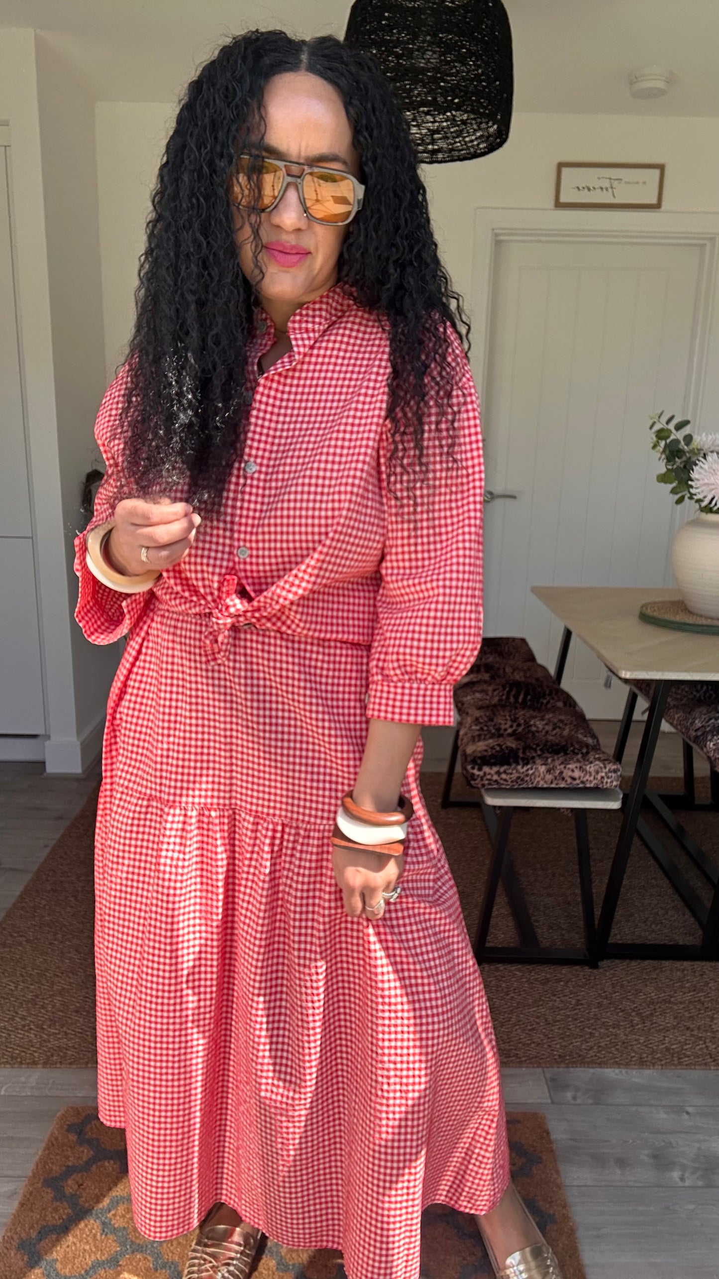 AVA GINGHAM SKIRT RED *New