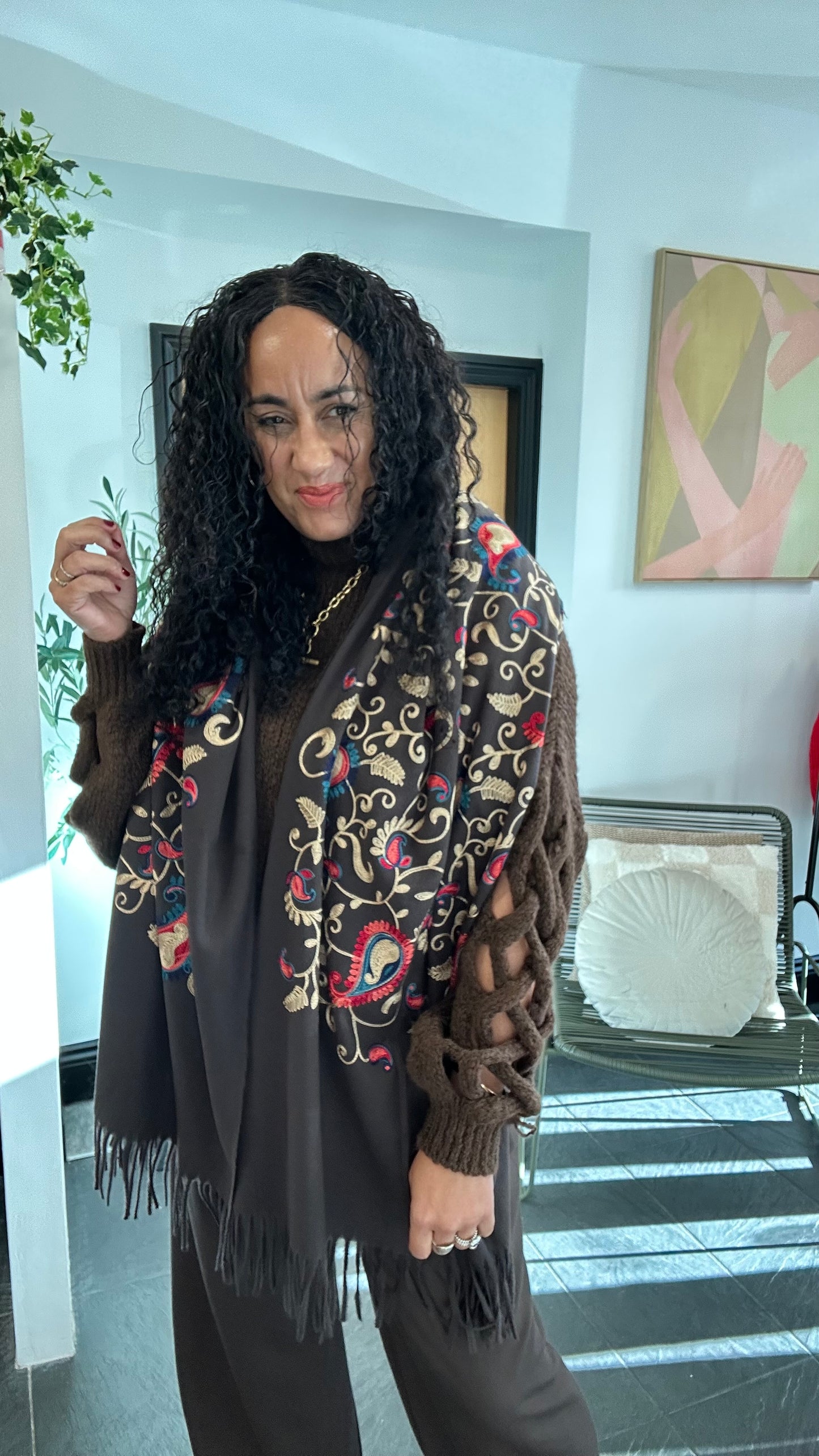 PAISLEY EMBROIDERED BLANKET SCARF SHAWL *New