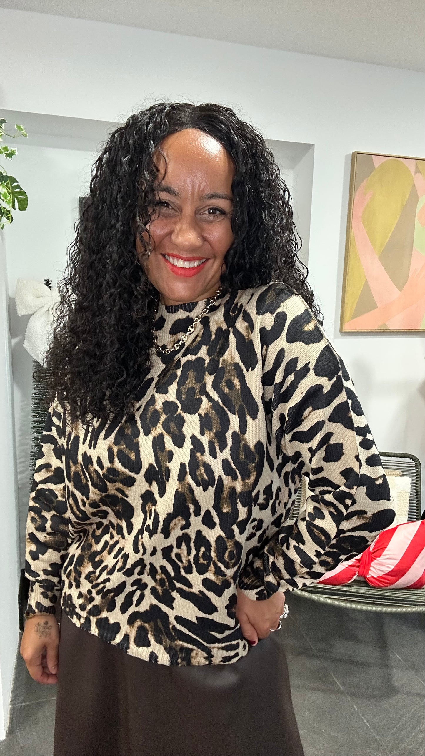 MOANA LEOPARD PRINT TEXTURED TOP *New