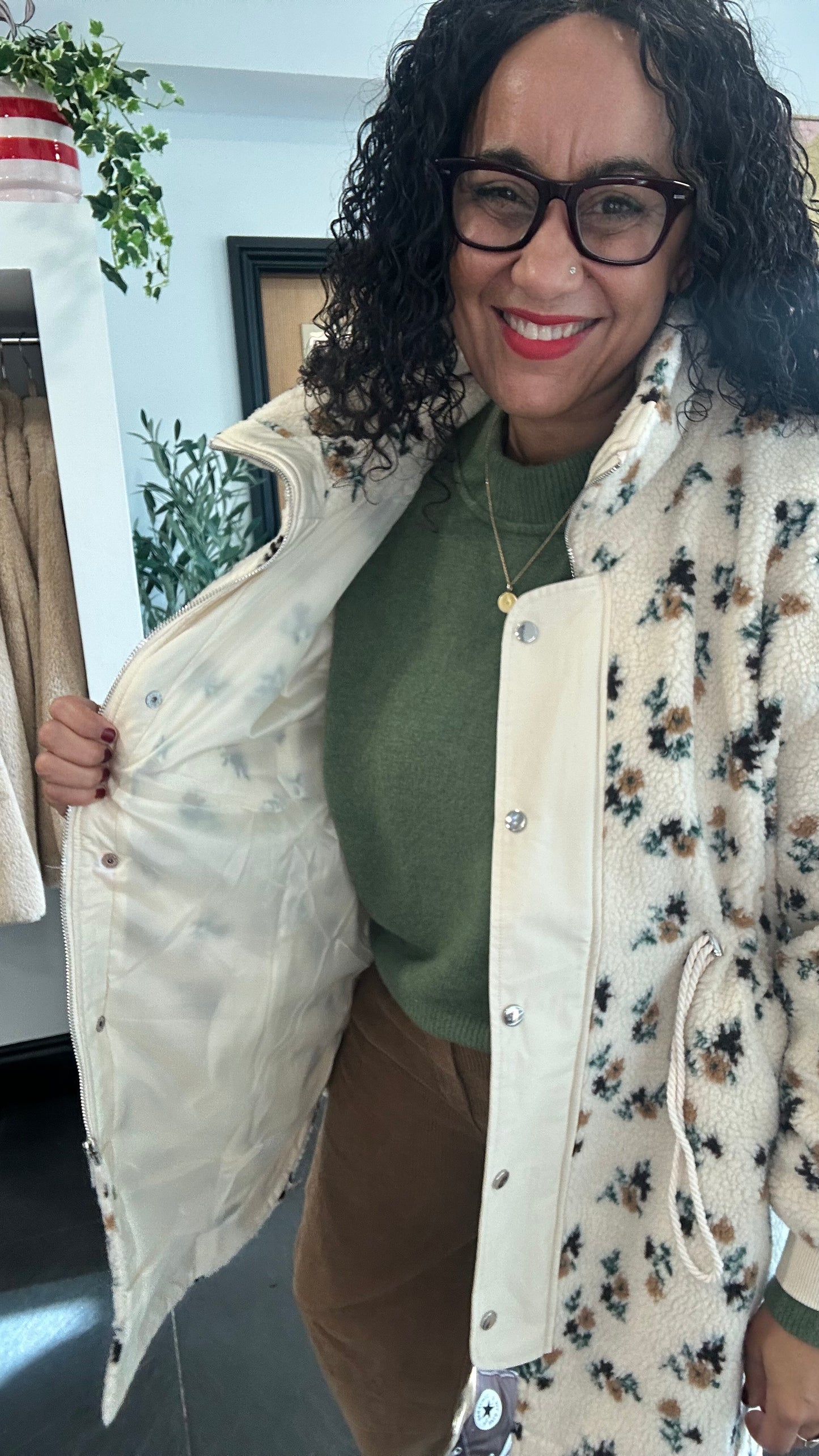 KENDAL TEDDY PARKA FLORAL & CREAM *New