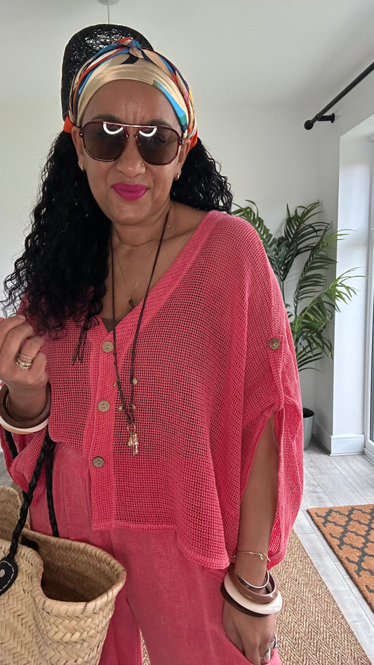 DERBY WAFFLE CARDIGAN CORAL 🪸*New