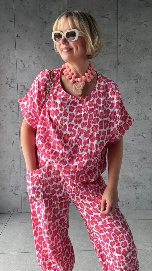 FRUITELLA LEOPARD T SHIRT FUSHIA LEOPARD *New