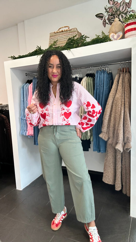 WHITNEY BARREL LEG TROUSERS KHAKI *New