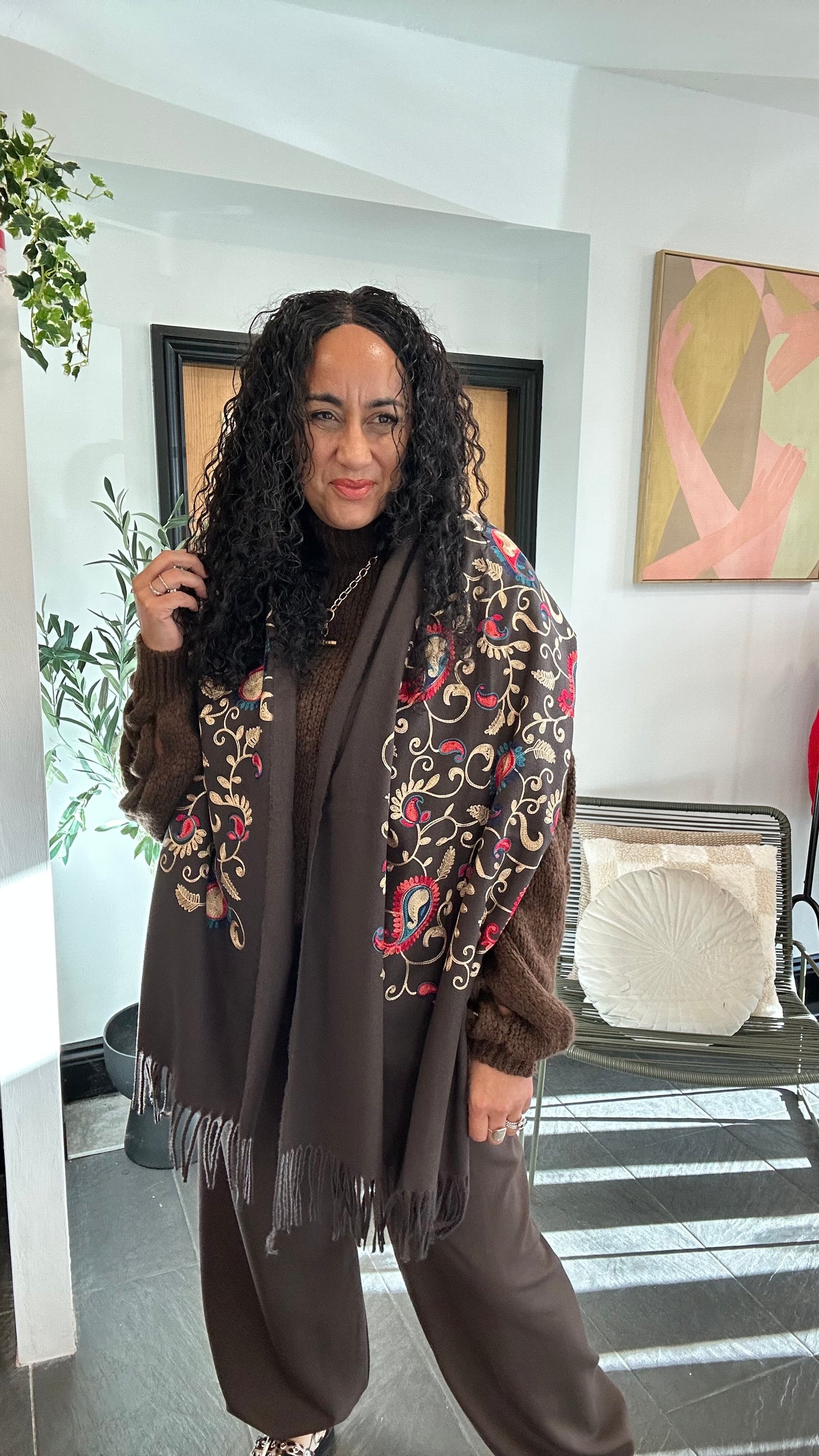 PAISLEY EMBROIDERED BLANKET SCARF SHAWL *New