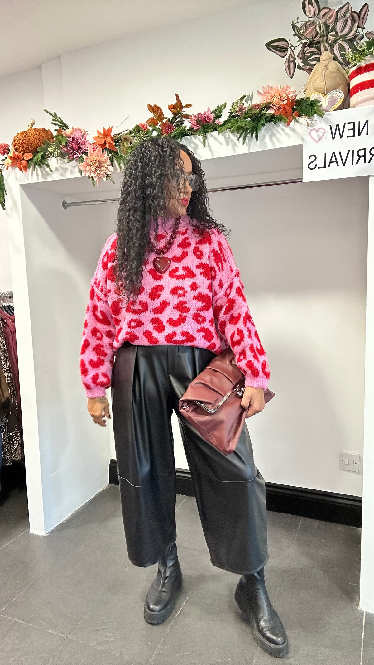 ALEX LEOPARD KNITWEAR RED & PINK *New