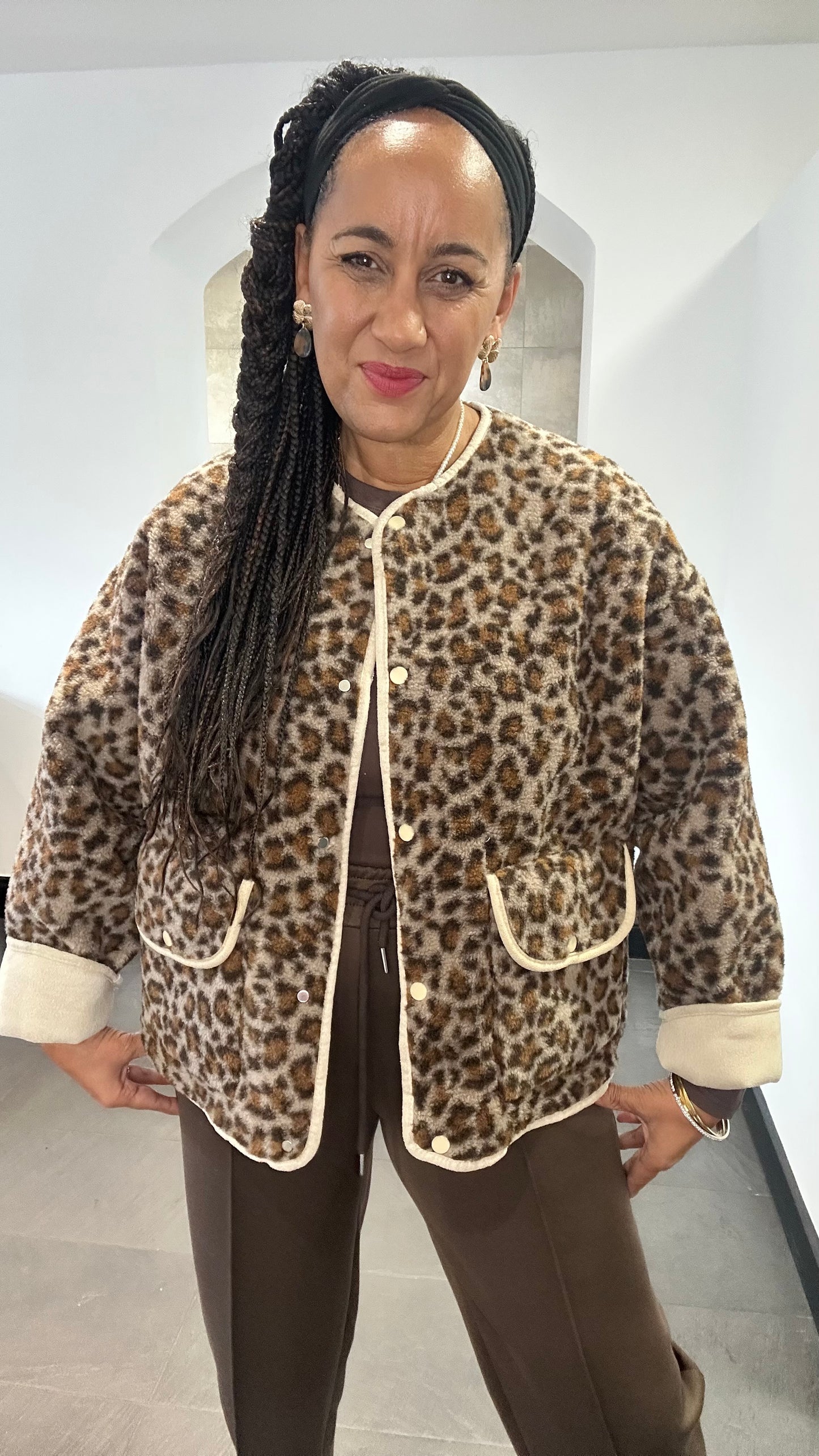 REVERSIBLE SHEARLING & LEOPARD SHACKET JACKET *New