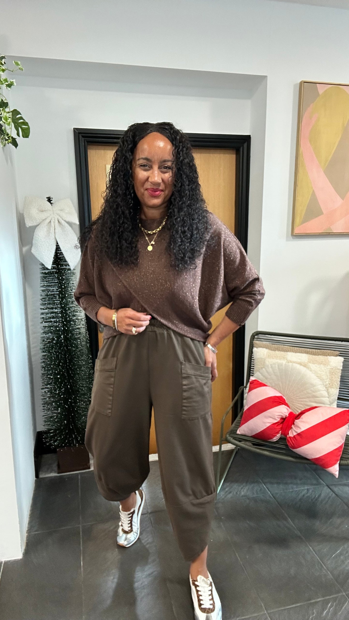 OG DEBORAH POCKET BALLOON TROUSERS DEEP BROWN *New