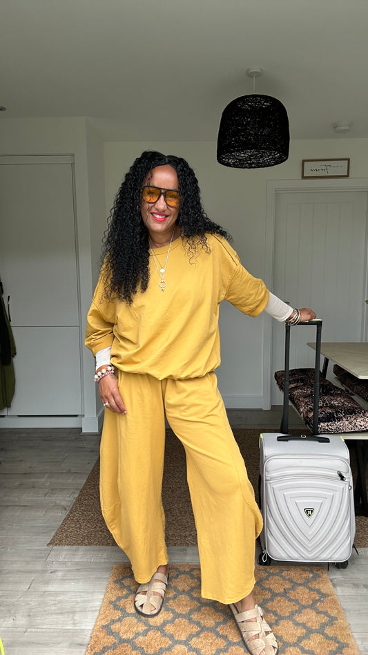DEBORAH POCKET BARREL LEG TROUSERS MUSTARD YELLOW  *New