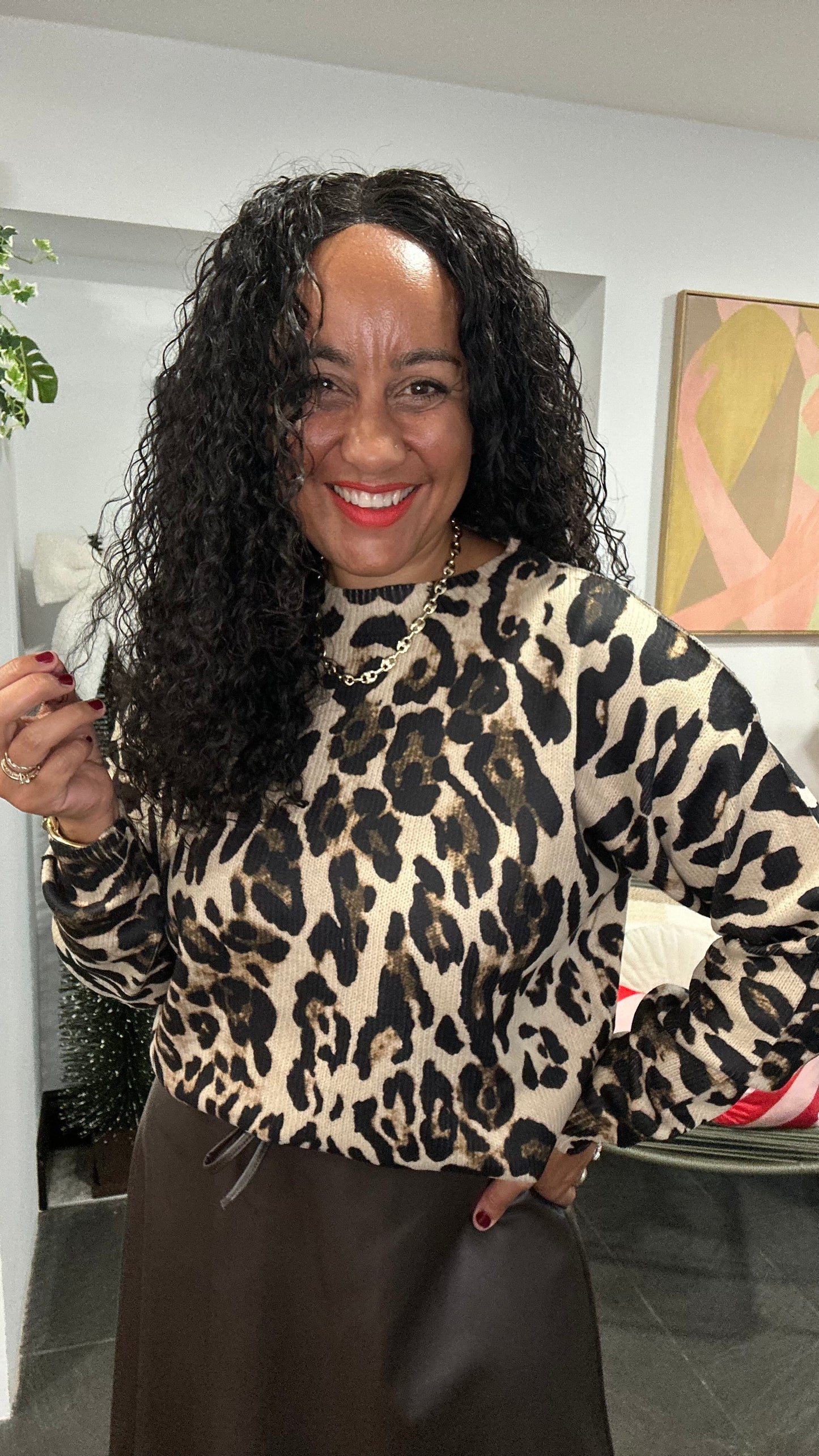 MOANA LEOPARD PRINT TEXTURED TOP *New