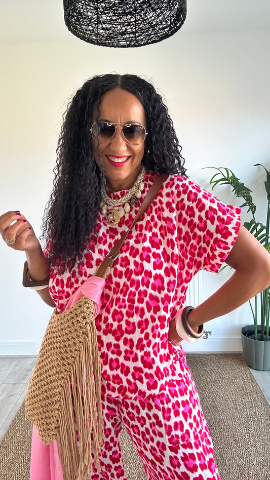 FRUITELLA LUXE LEOPARD T SHIRT RED & PINK LEOPARD *New