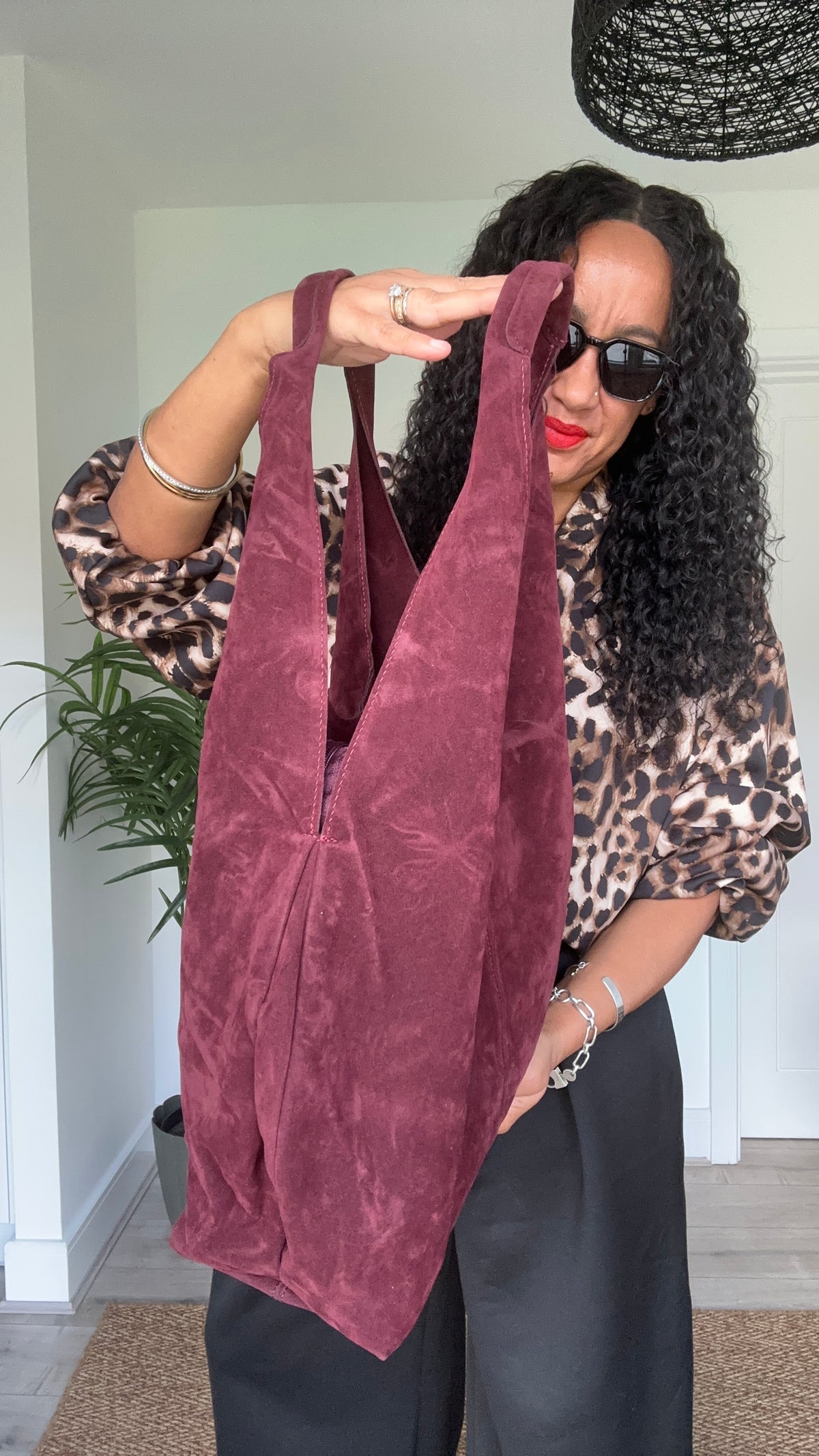 SAMUAL SUEDE 2IN1 SLOUCH BAG BURGUNDY *New