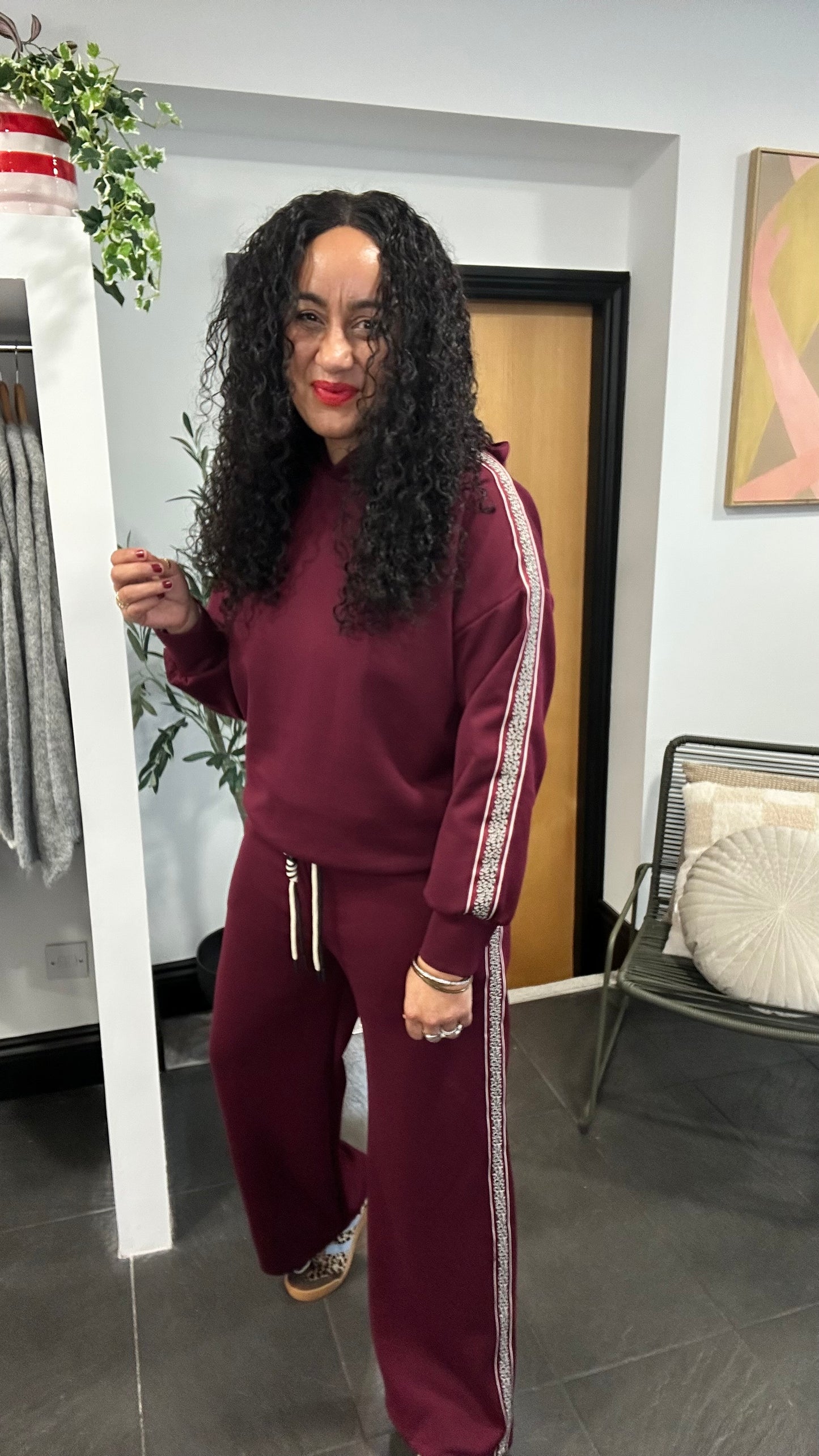 HOLLY HOODED TRACKSUIT SET WINE  *New