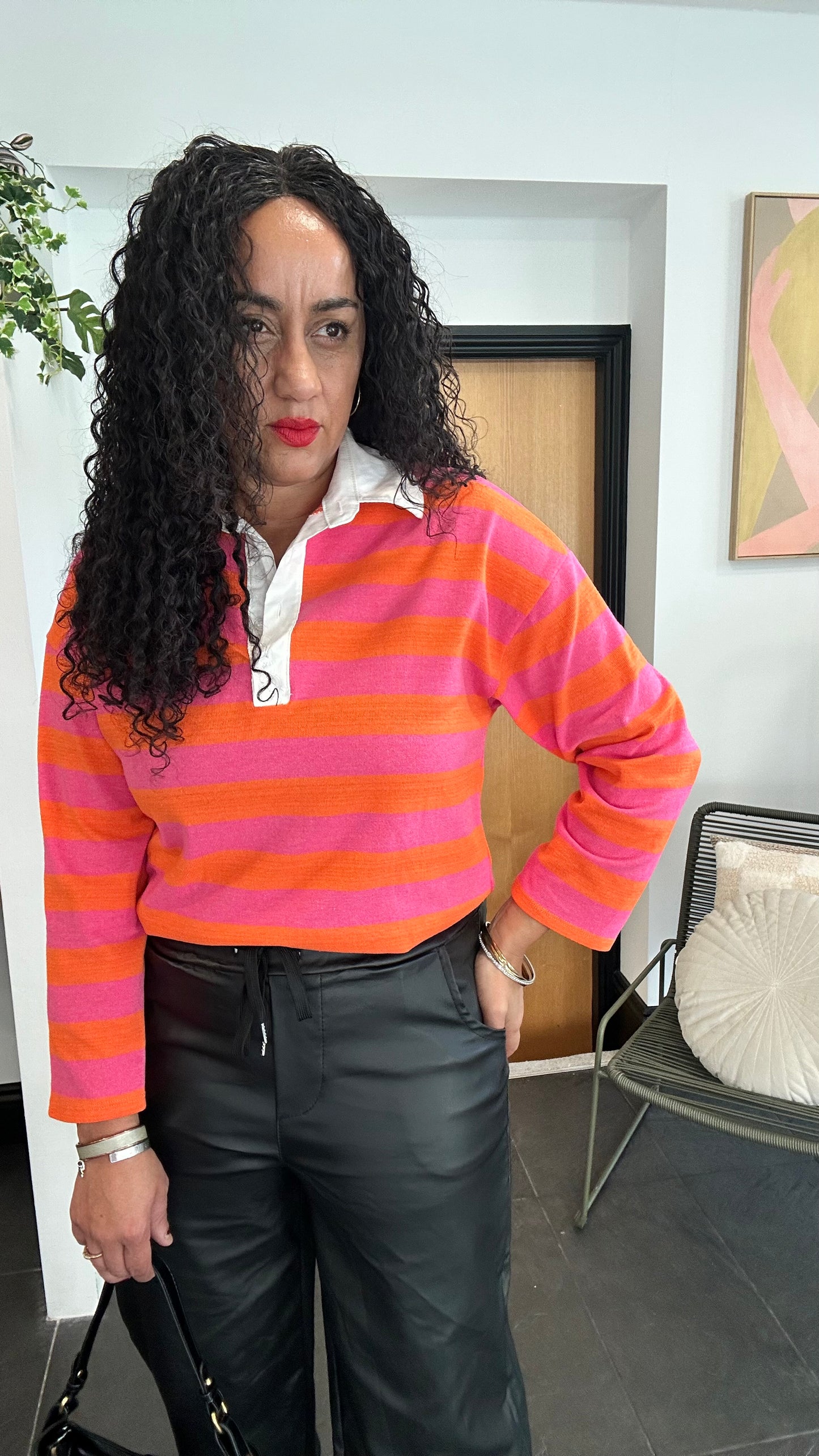 STRIPED RUGBY SHIRT CANDY PINK & ORANGE 🍊 🩷 *New