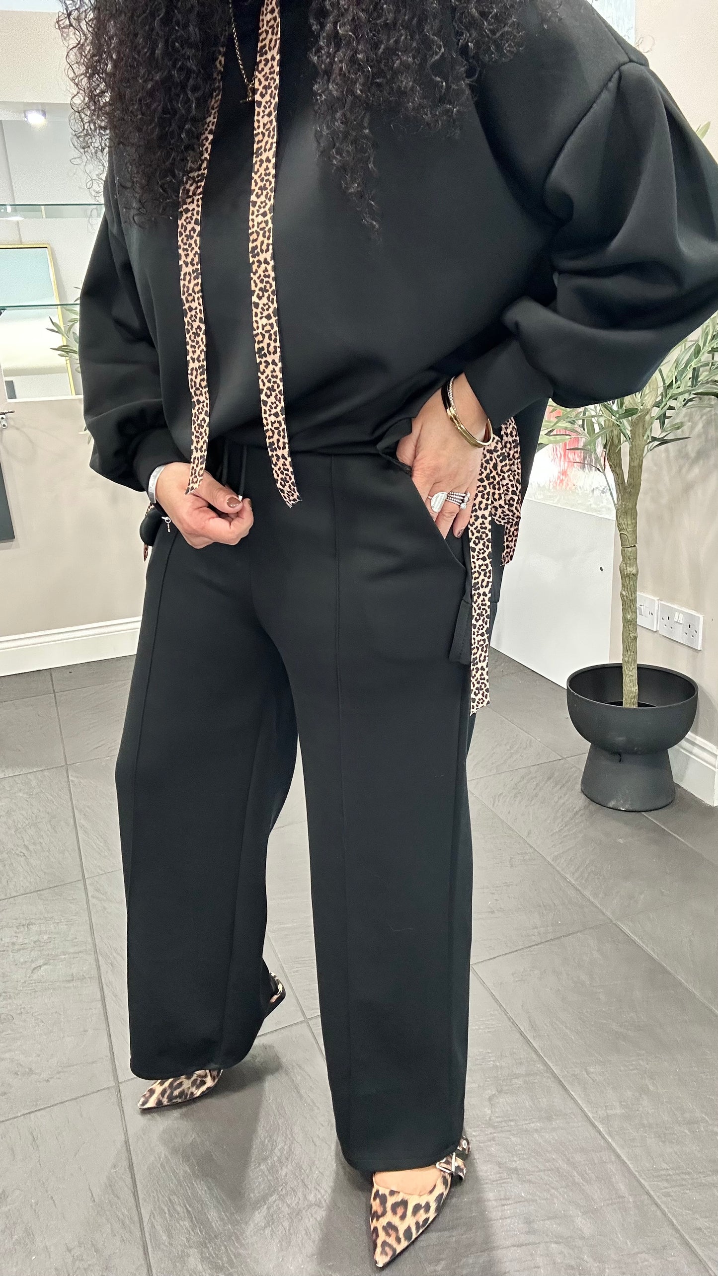 CAMILLA WIDE LEG JOGGERS BLACK