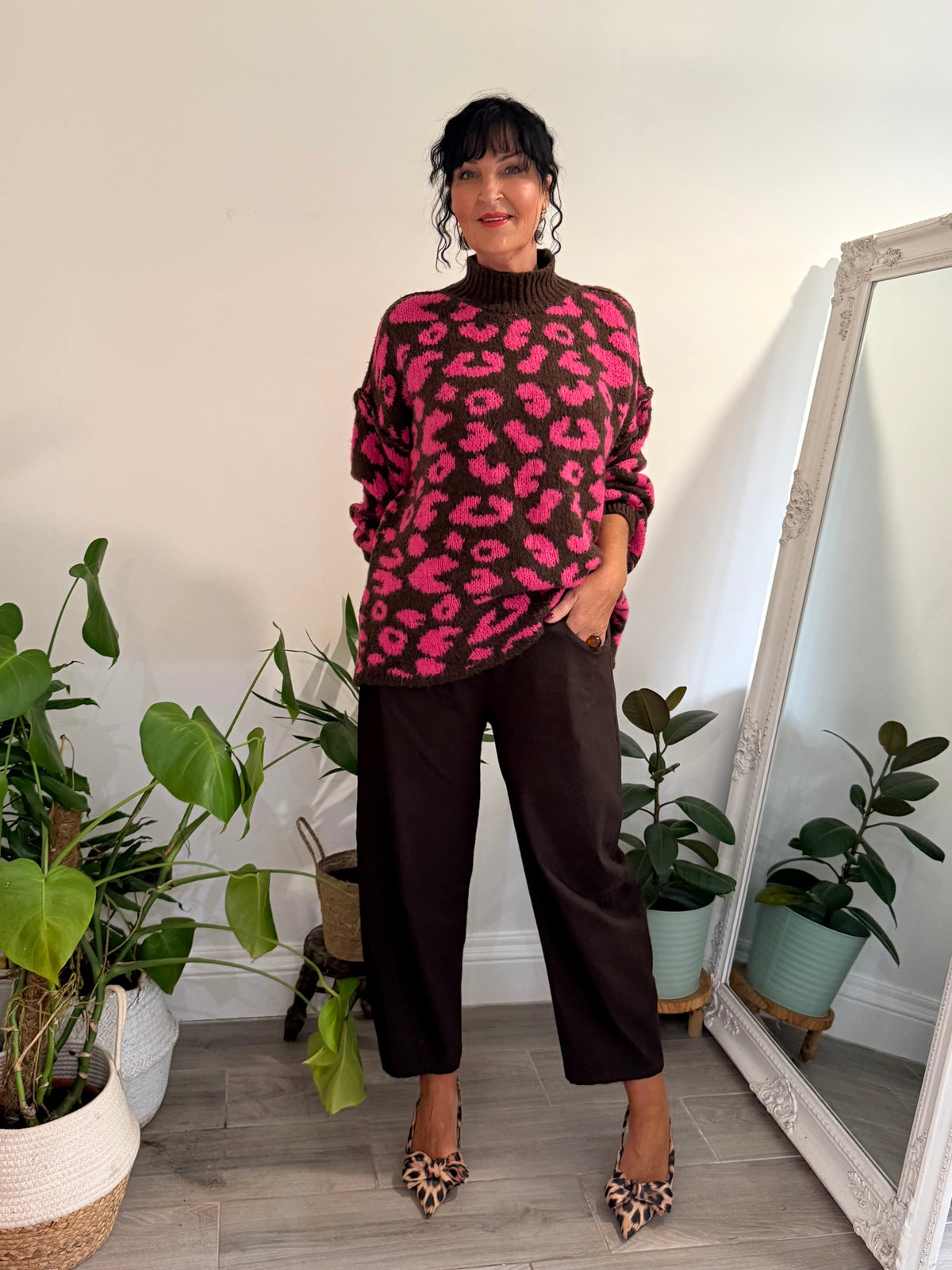 ALEX LEOPARD KNITWEAR PINK & BROWN *New