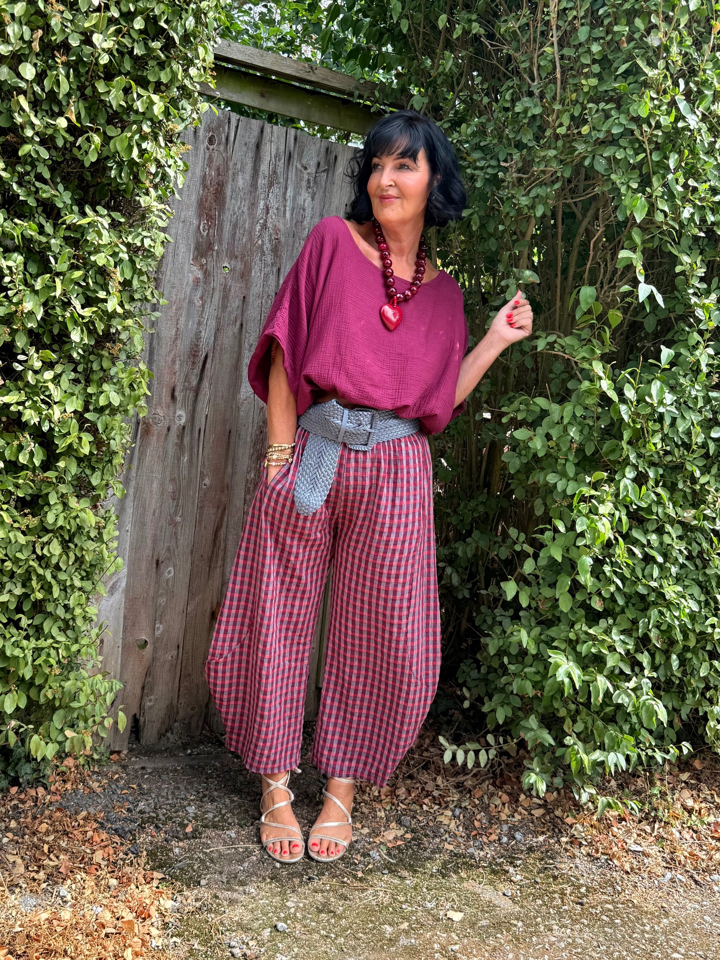 OJAY BUBBLE HEM CHEESECLOTH TOP MULBERRY *New