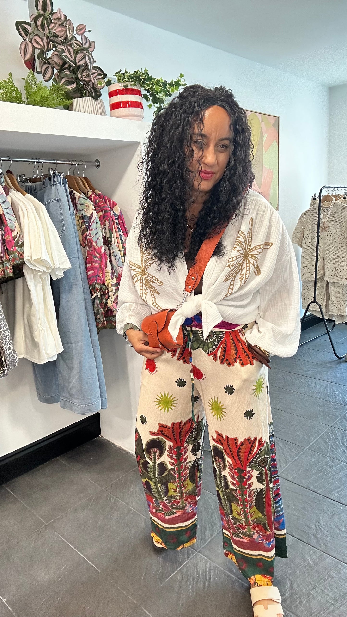 SALE GLASTO PALMA TROUSERS PINKS & MUSTARD