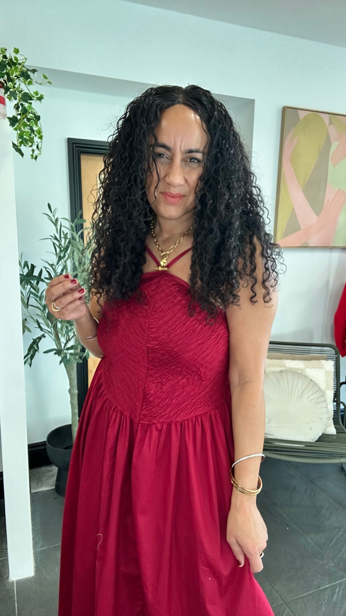 SALE MELANIE SHEARED MAXI DRESS DEEP RED