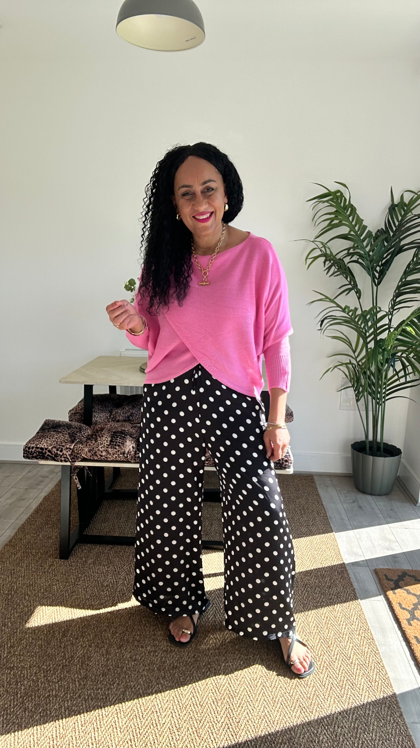 DARICE POLKA DOT SILK TROUSERS BLACK *New