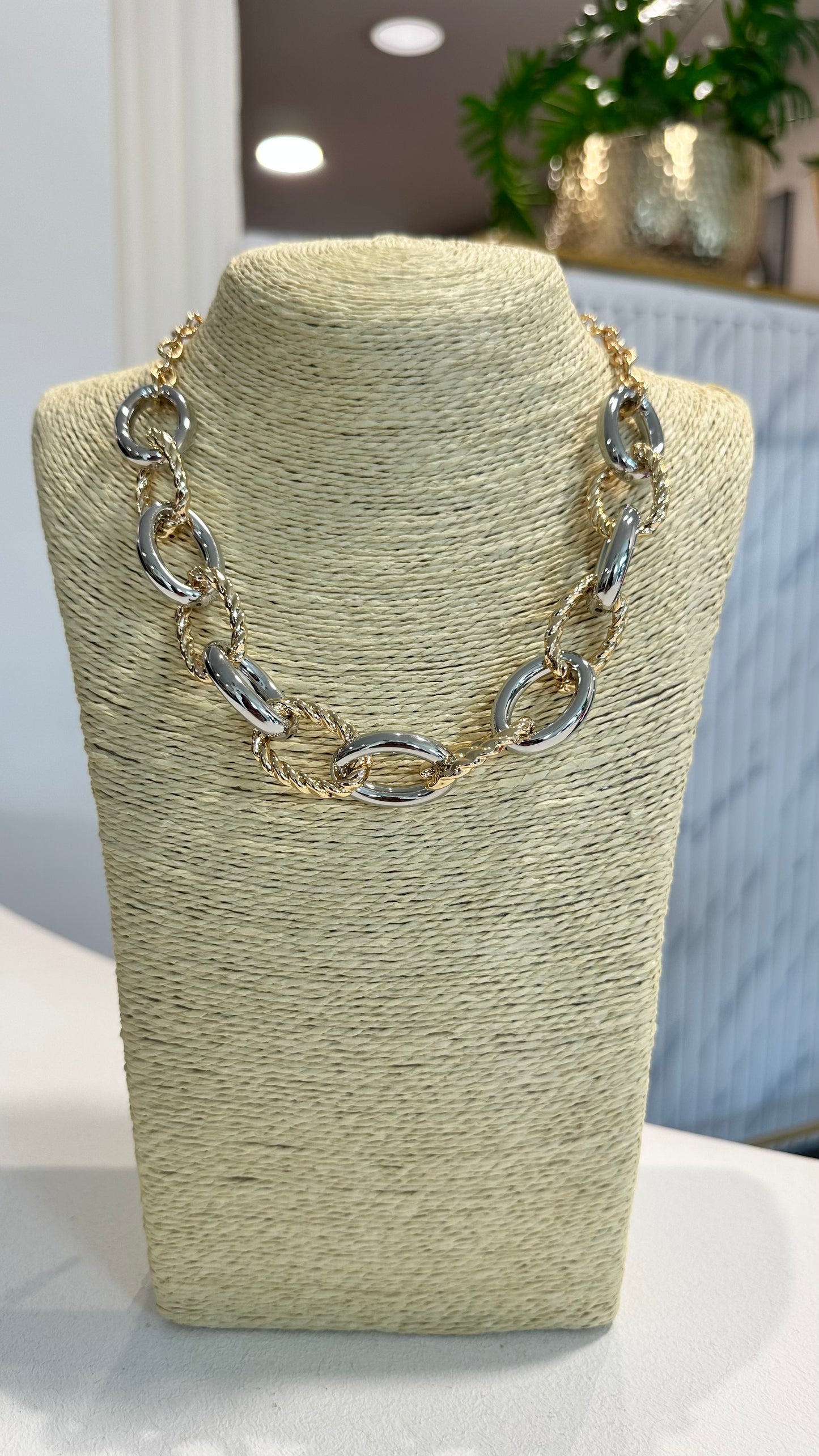 D&X RHODIUM SILVER & GOLD LINK CHAIN