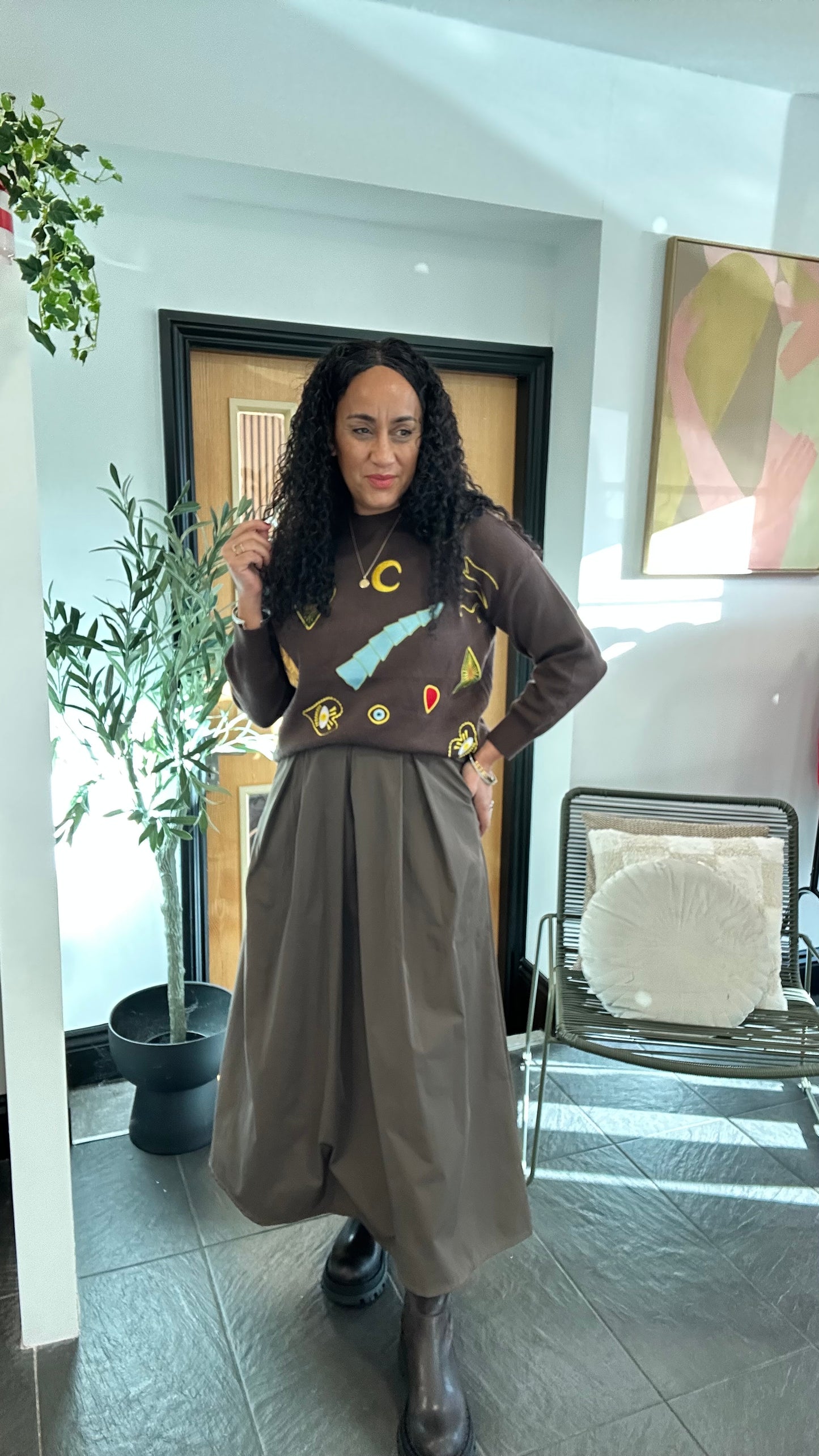 CIRCLE SKIRTS BROWN *New