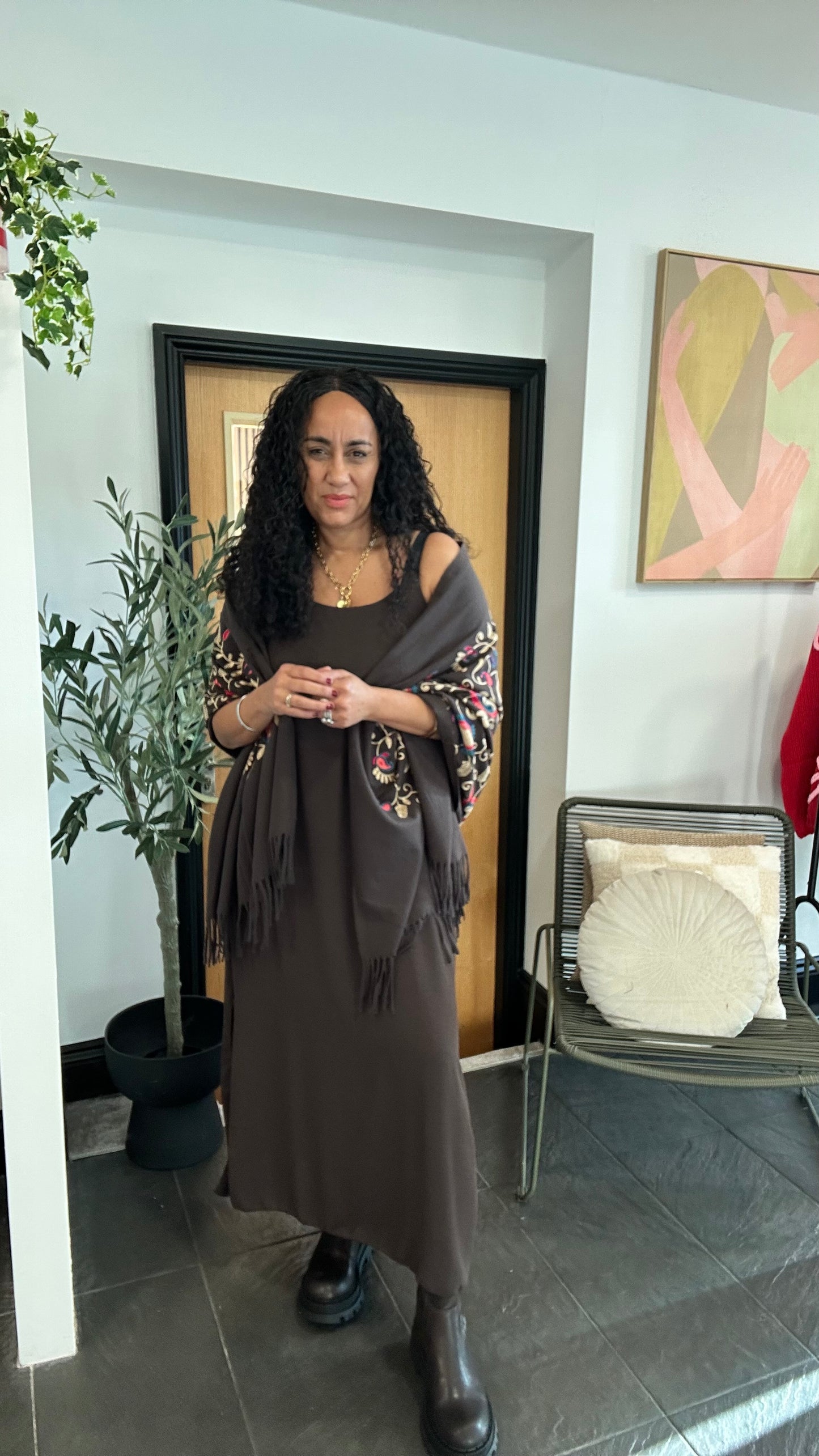 TIA SPAGHETTI STRAP DRESS ESPRESSO BROWN *New