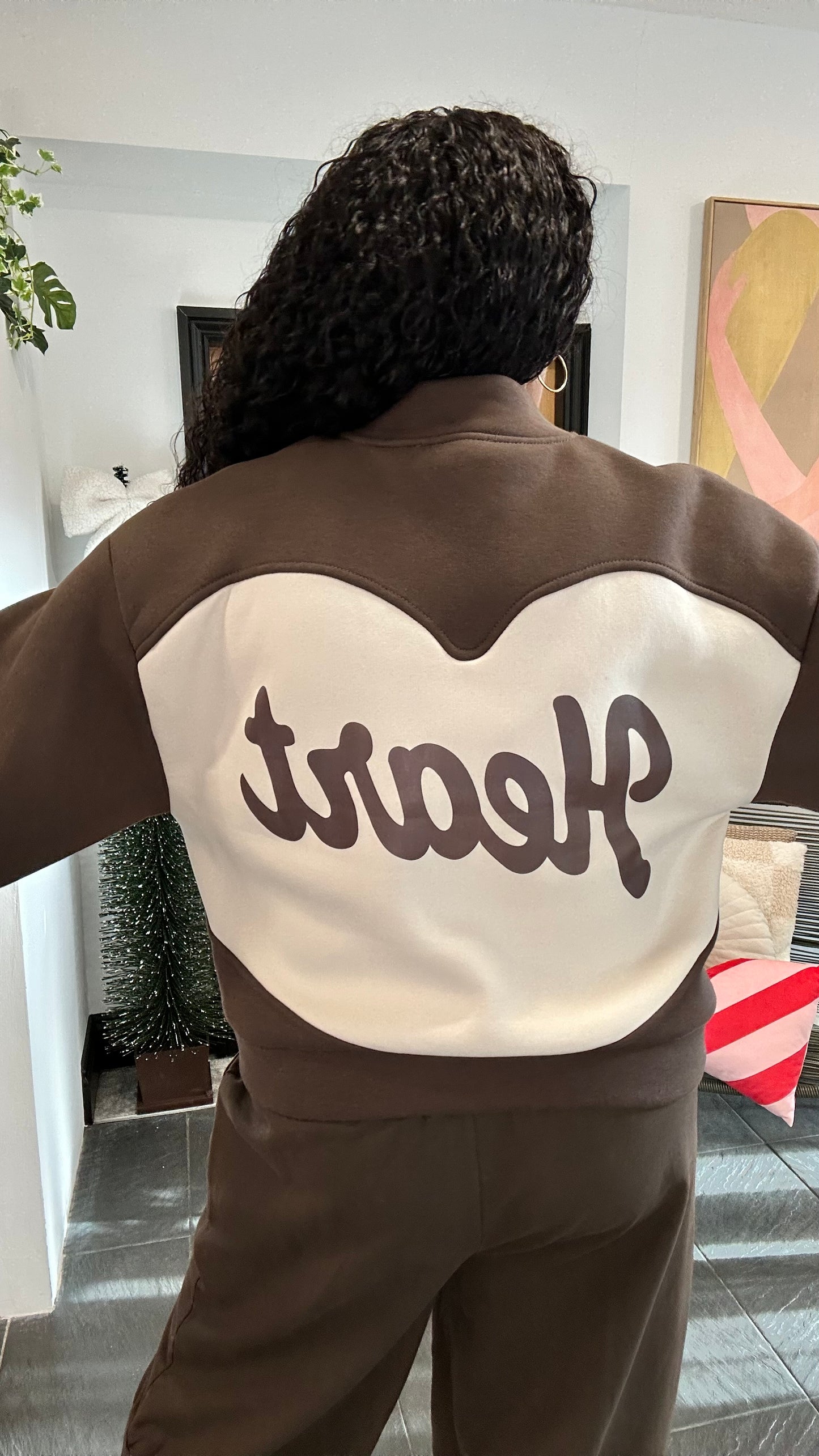 HEART & LOVE BOMBER JACKET BROWN *New