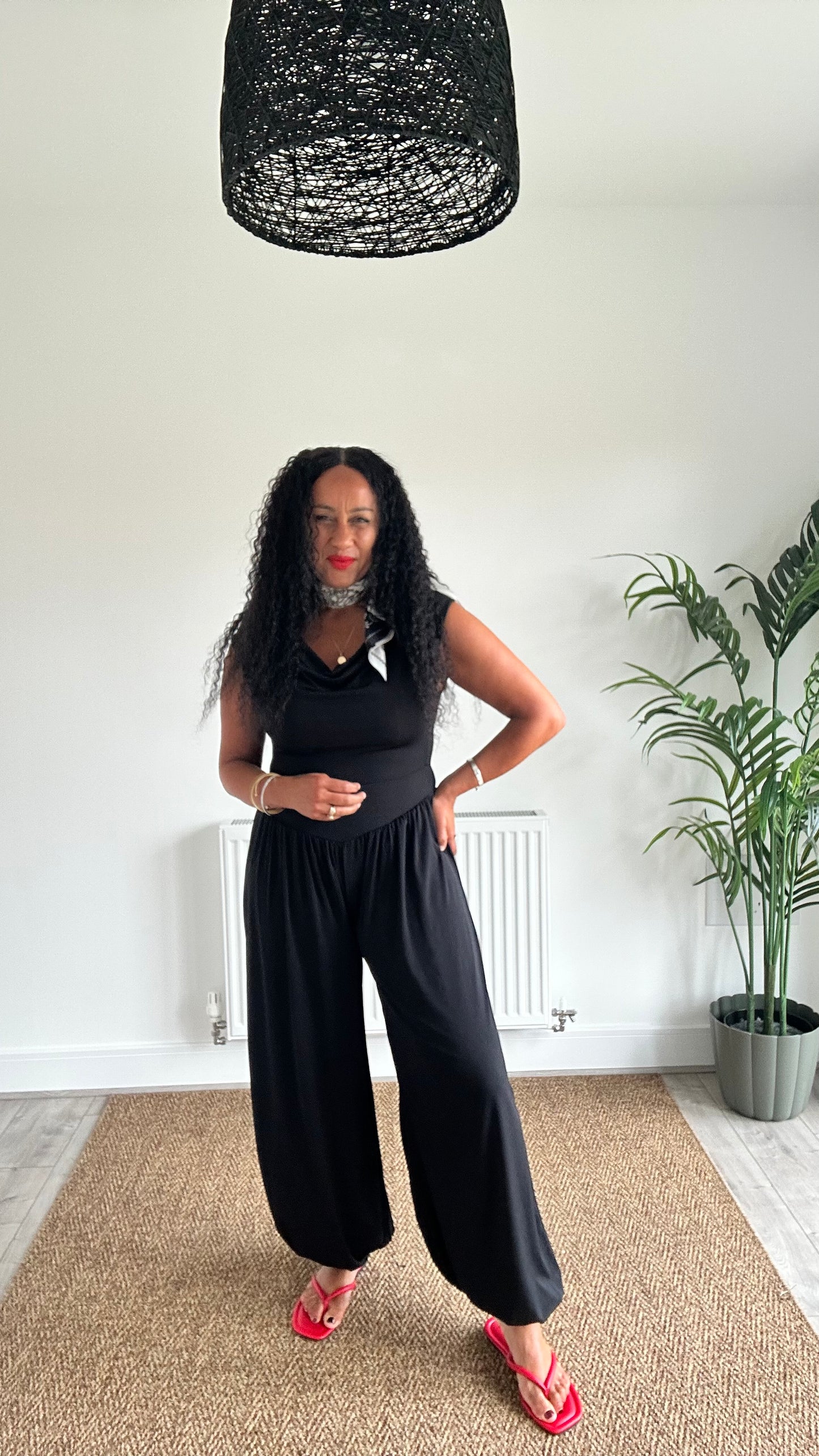 IRIE DRAPED NECK JUMPSUIT BLACK *New